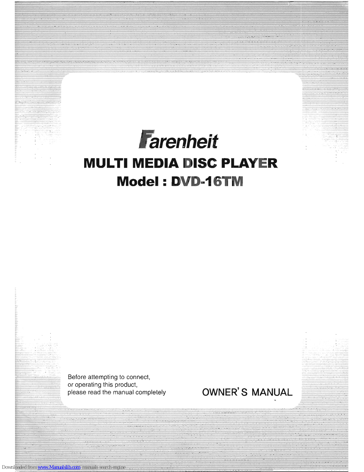 Farenheit DVD-16TM Owner's Manual