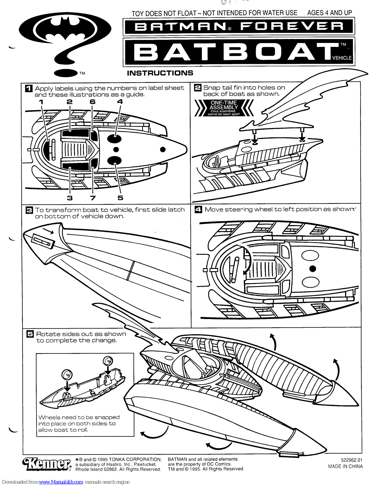 Kenner Batboat, Barman Forever Batboat Instructions Manual - ManualMachine.com