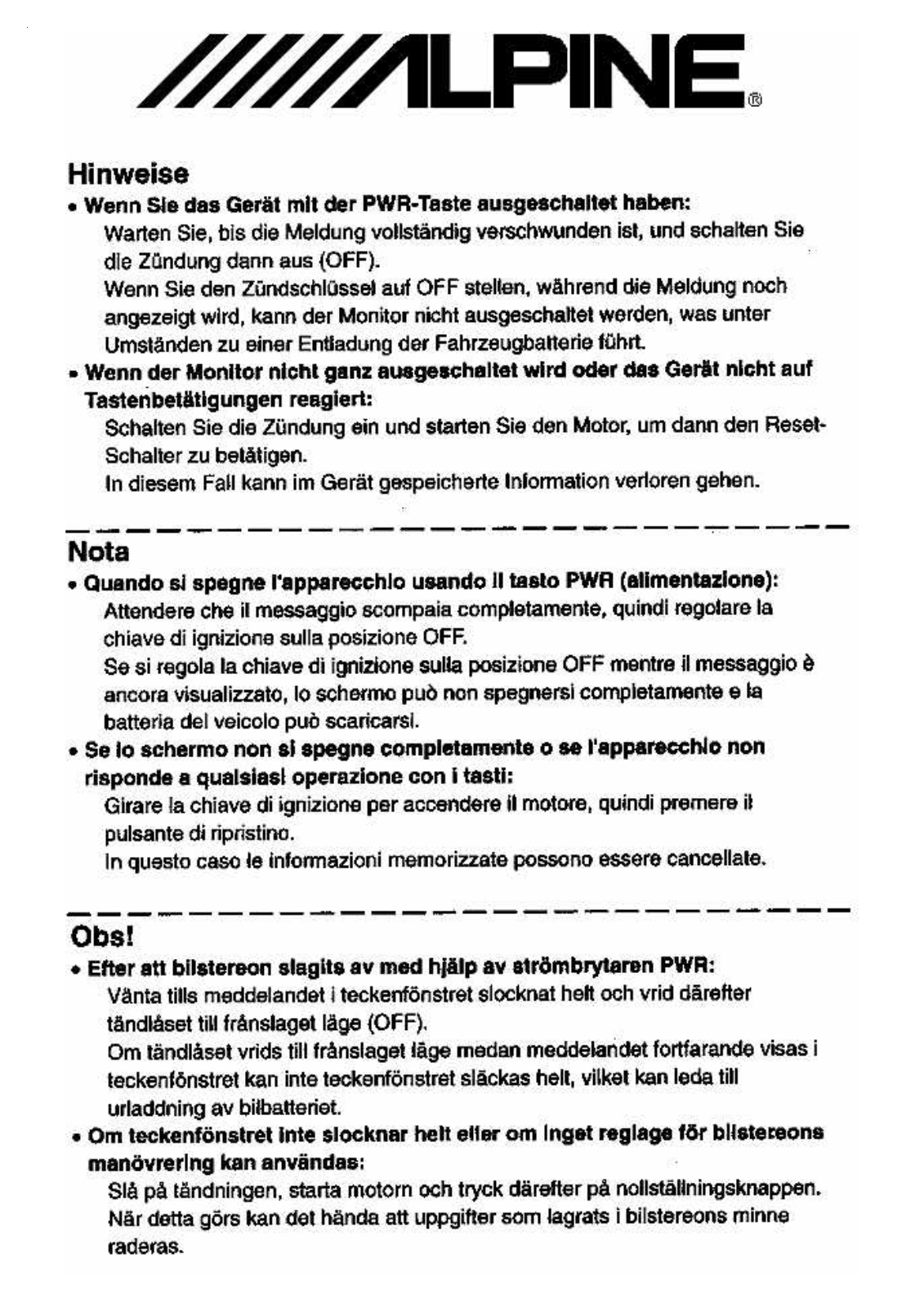 ALPINE MDA-7755R, TDA-7570R, TDA-7572R User Manual