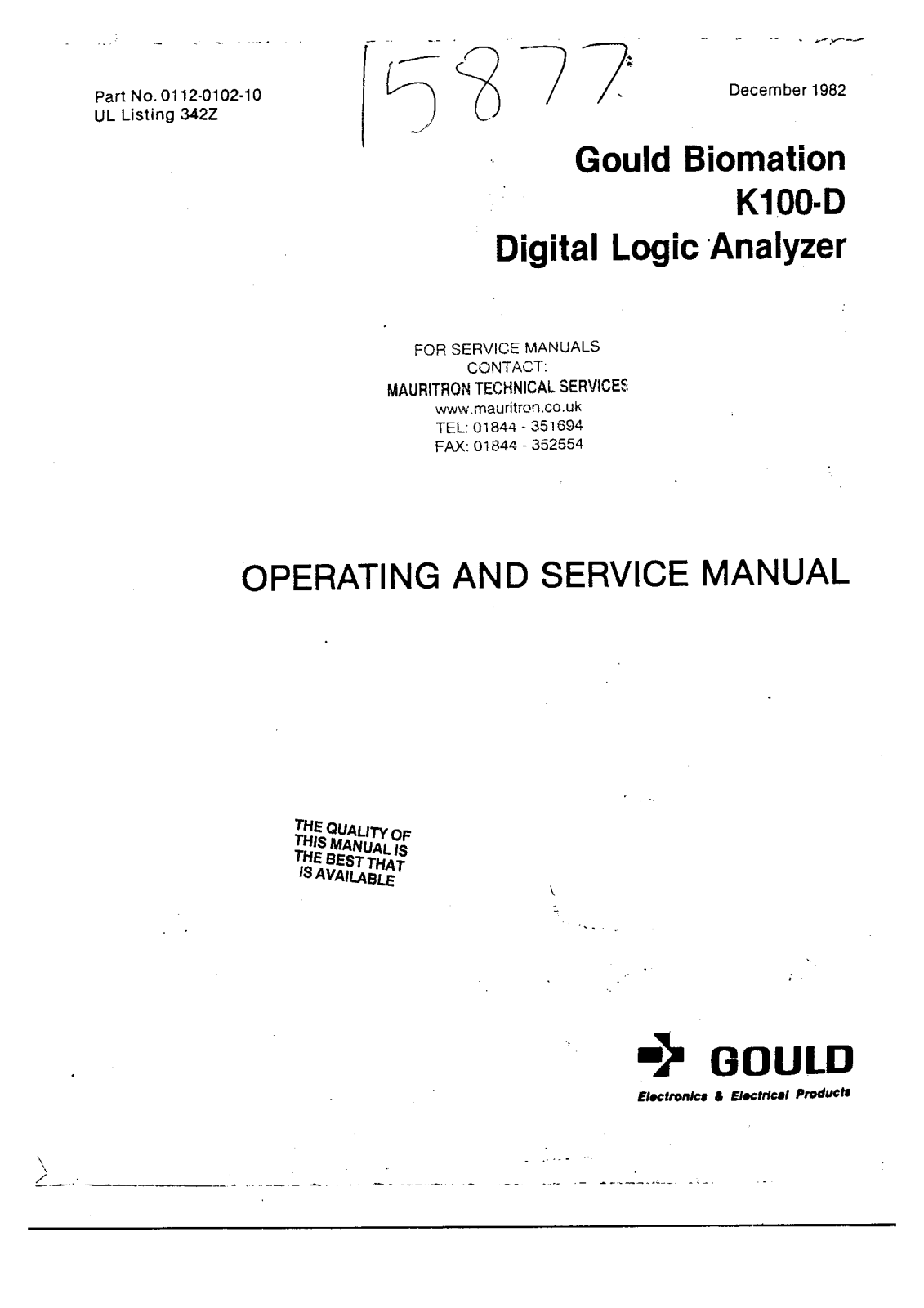 Gould Advance k100d Service Manual