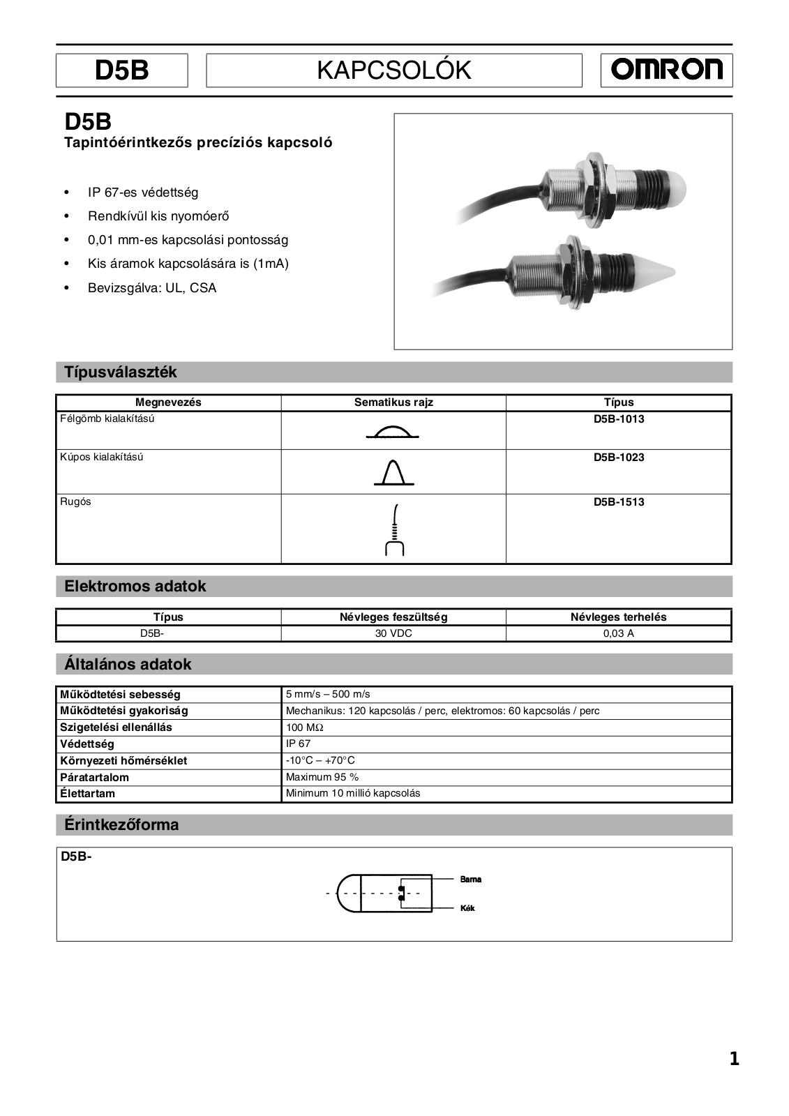 Omron D5B DATASHEET