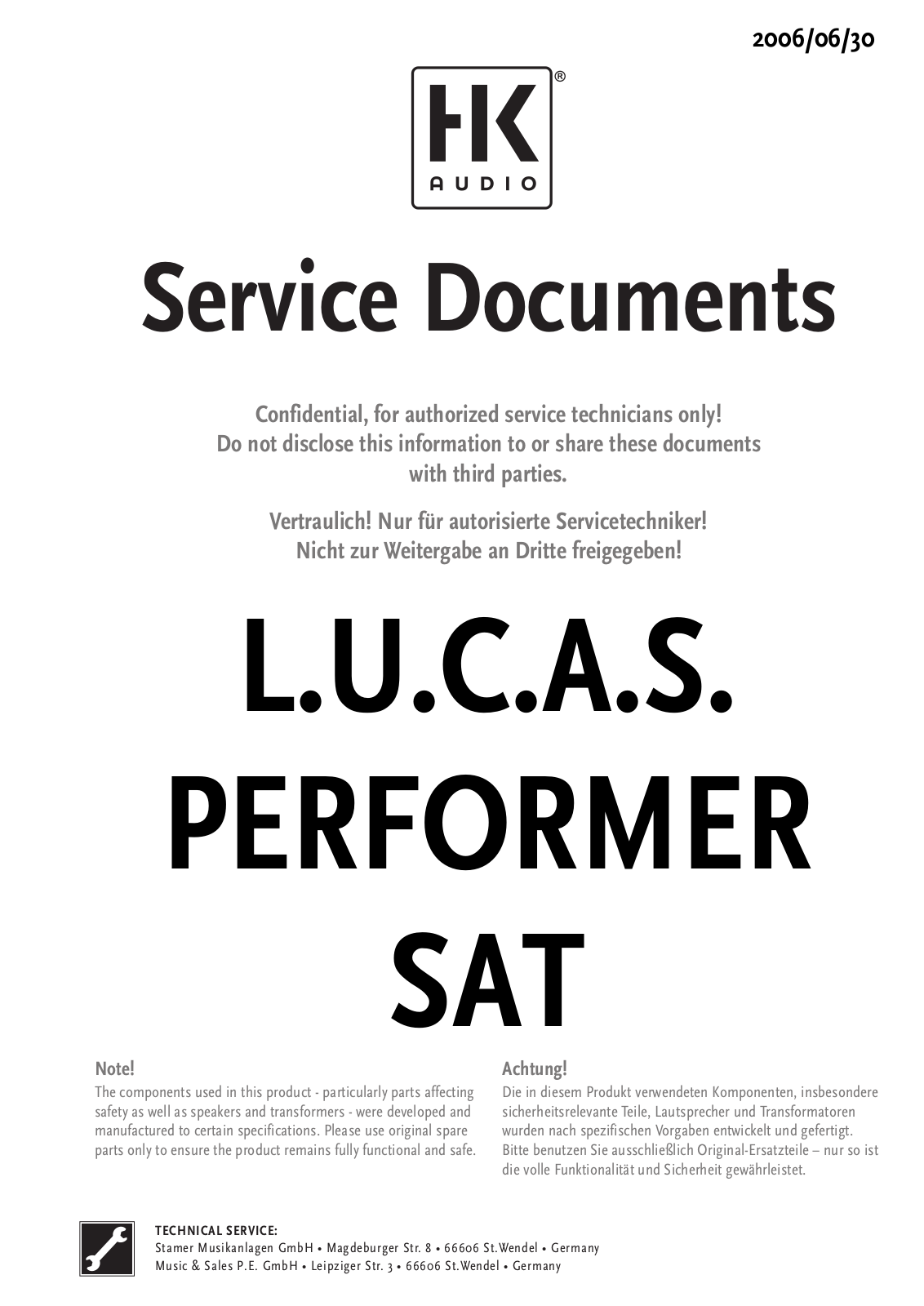 Hughes Kettner lucas performer sat hk2005 Schematic