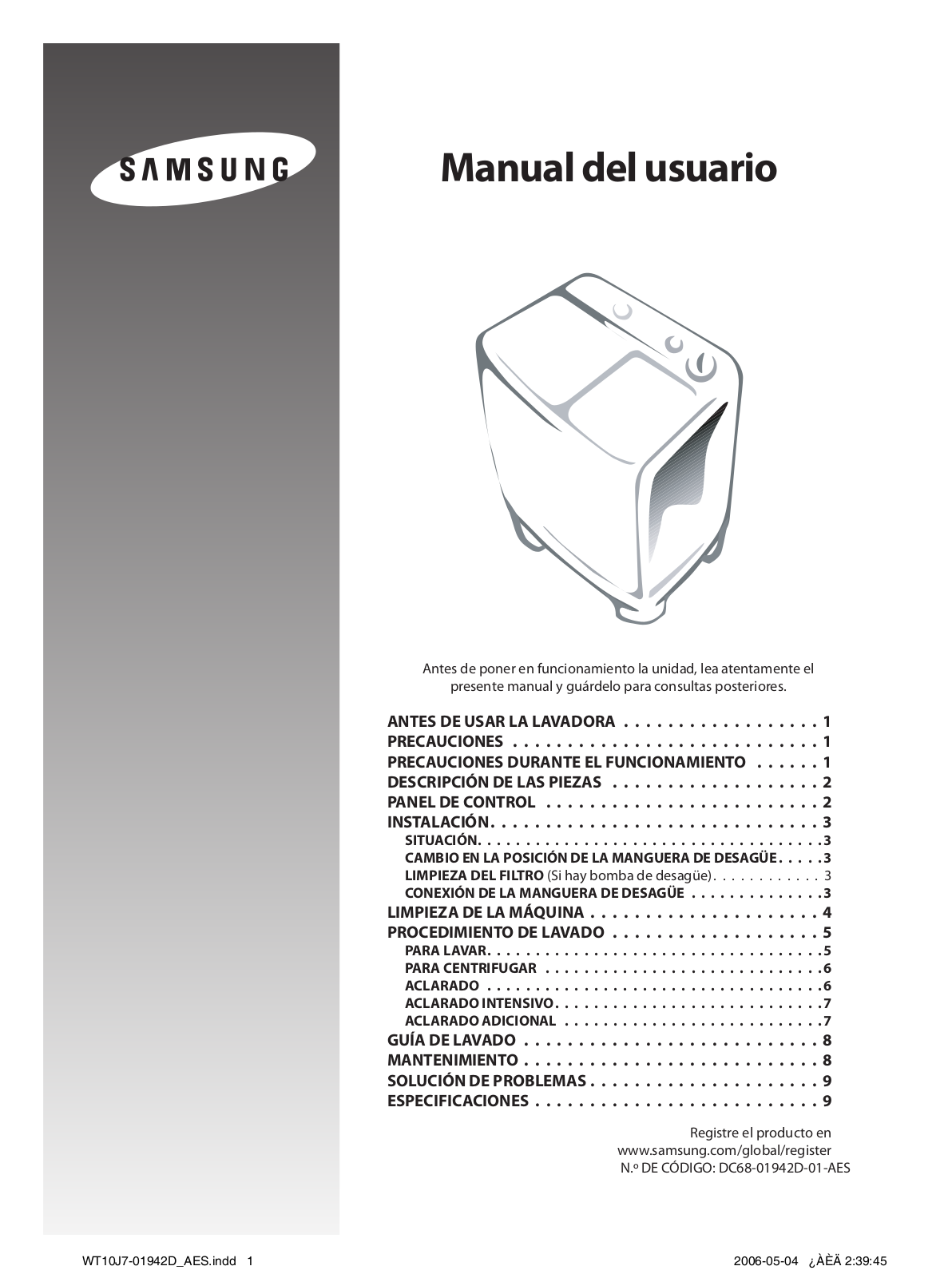 Samsung WT10J7P Manual