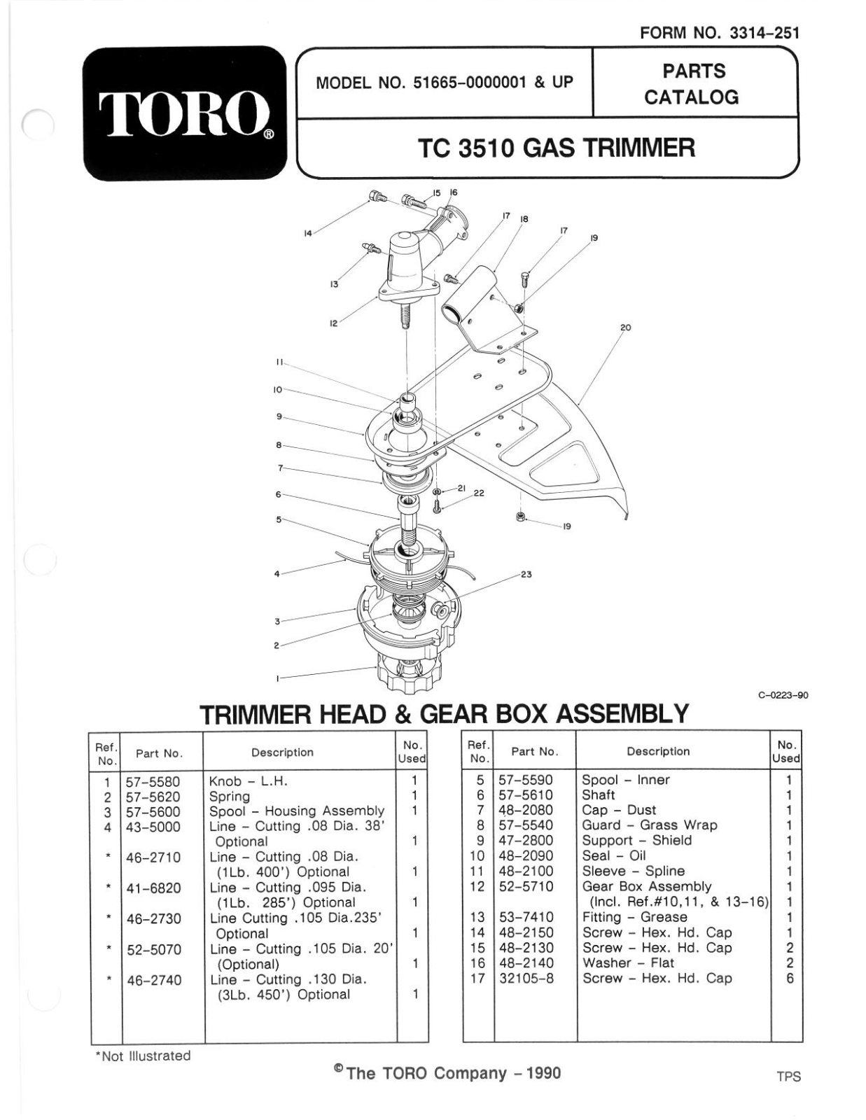 Toro 51665 Parts Catalogue