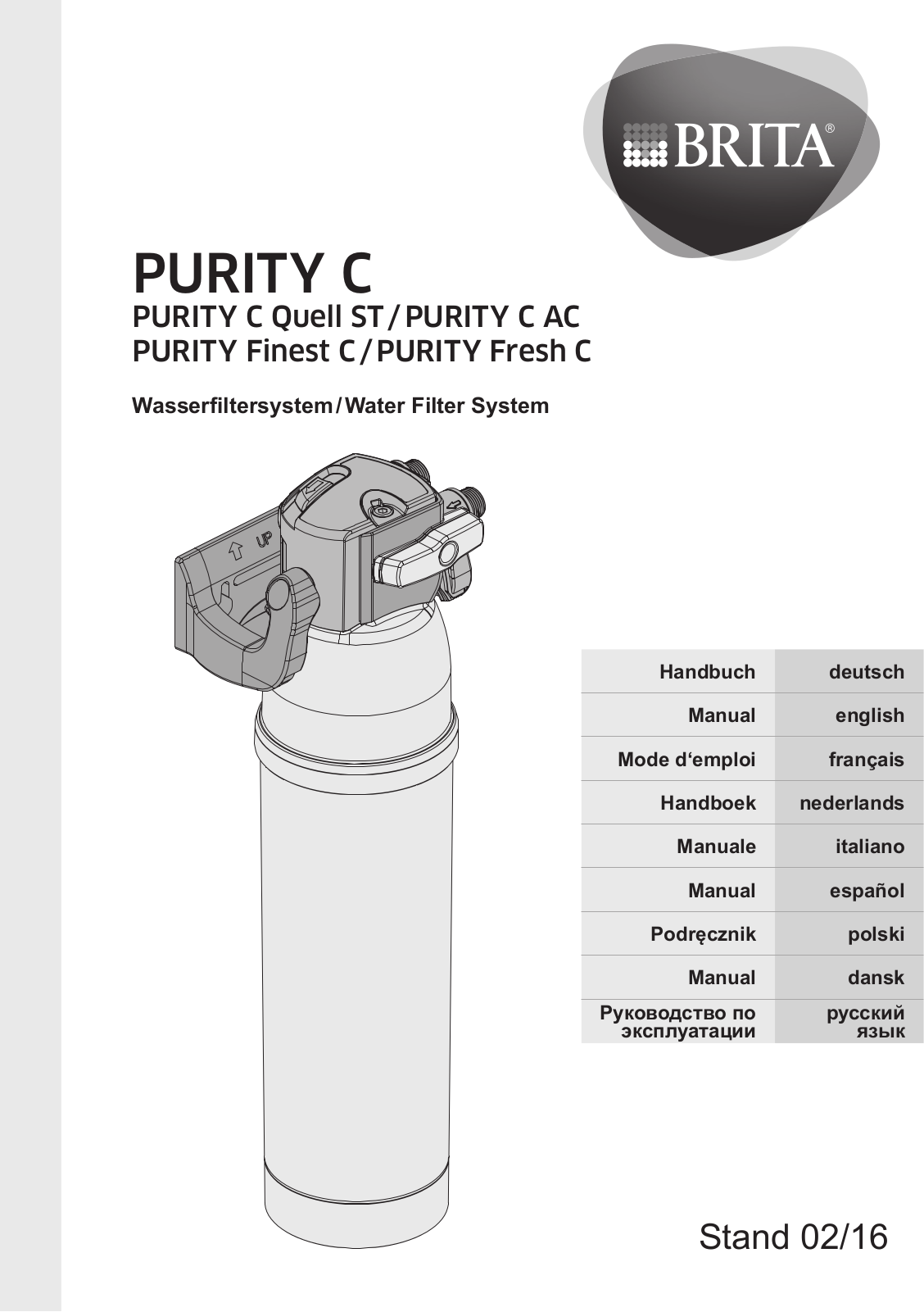 Brita Purity C AC, Purity Fresh C, Purity Finest C, Purity C Quell ST User Manual