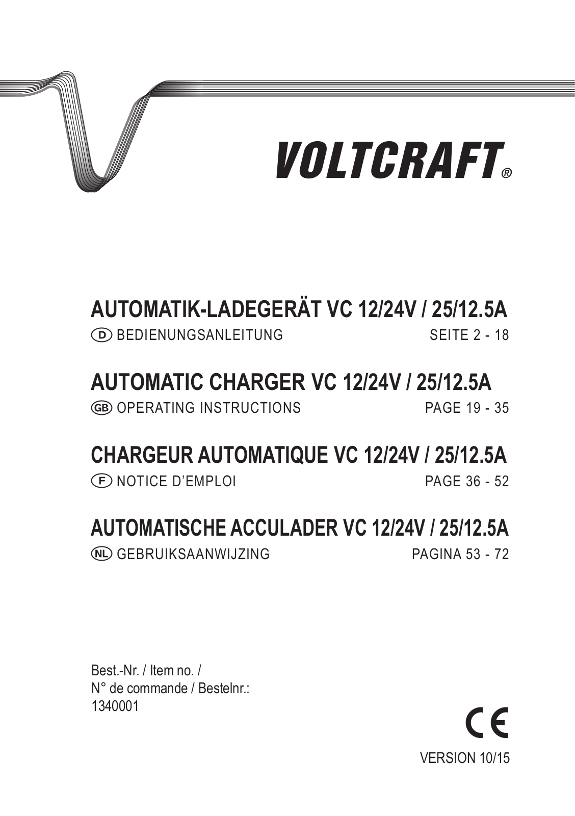 VOLTCRAFT VC 12/24V / 25/12.5A Operation Manual