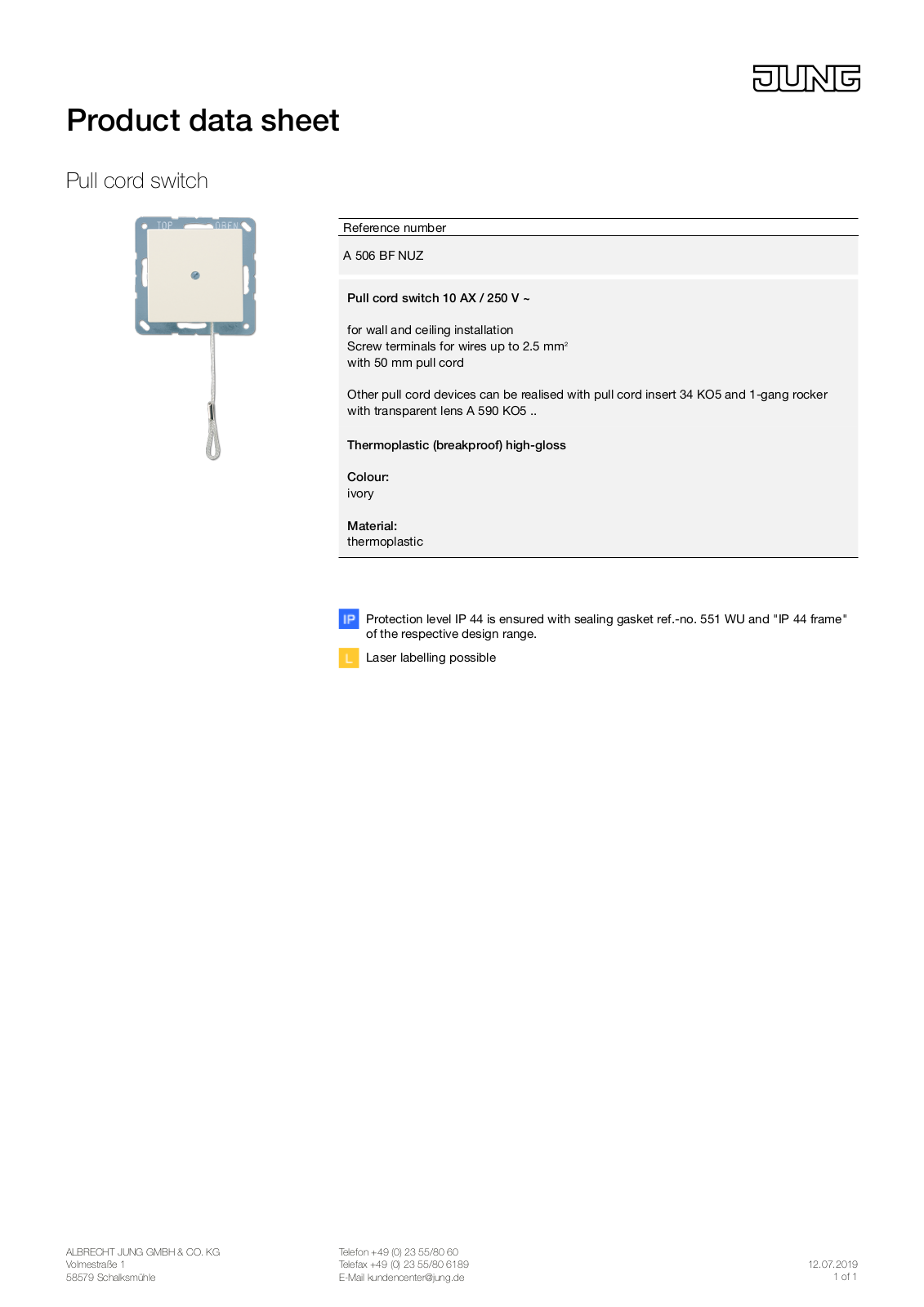 Jung A 506 BF NUZ User Manual