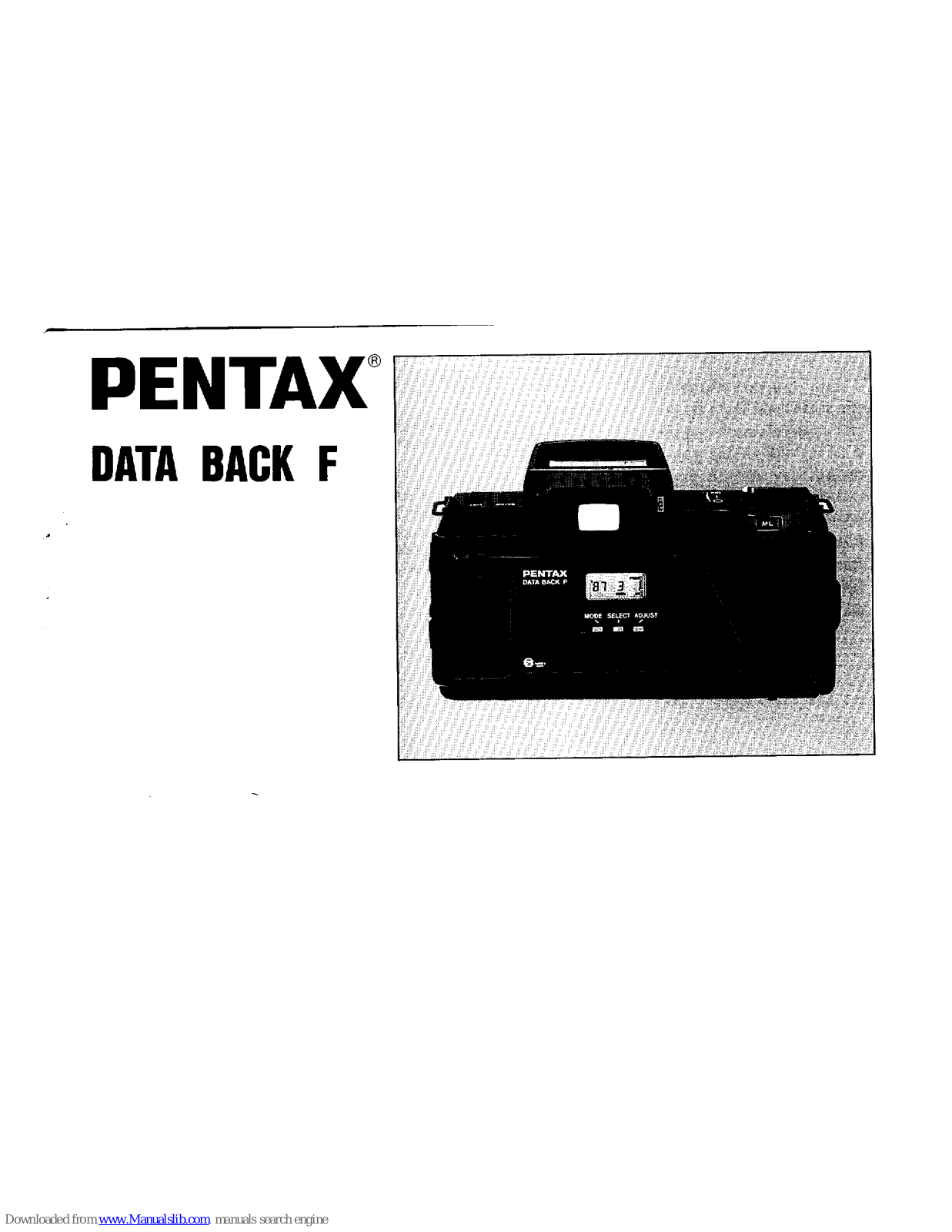 Pentax Data Back F Operating Manual