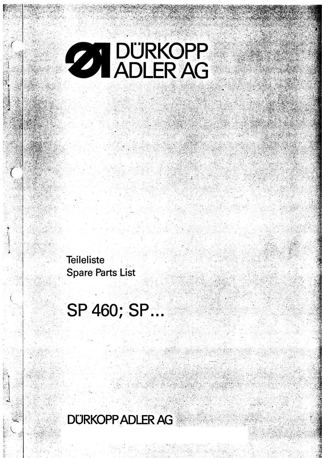 Dürkopp Adler SP460 Parts List