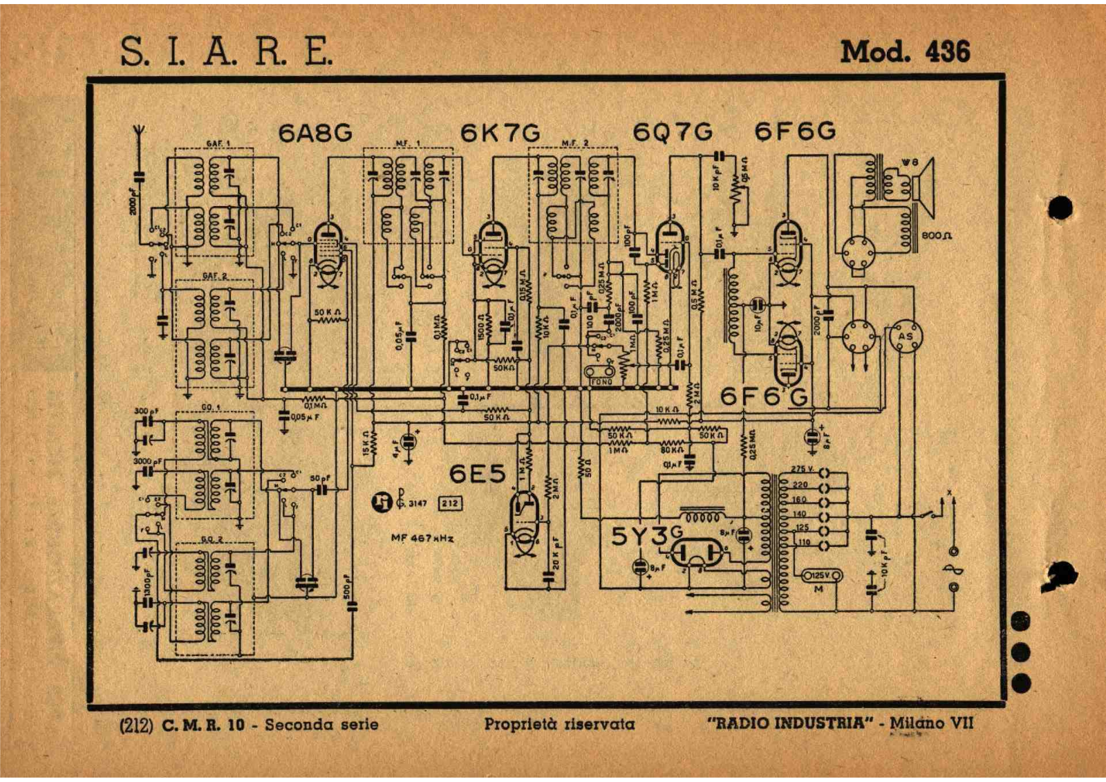 Siare Crosley 436 schematic