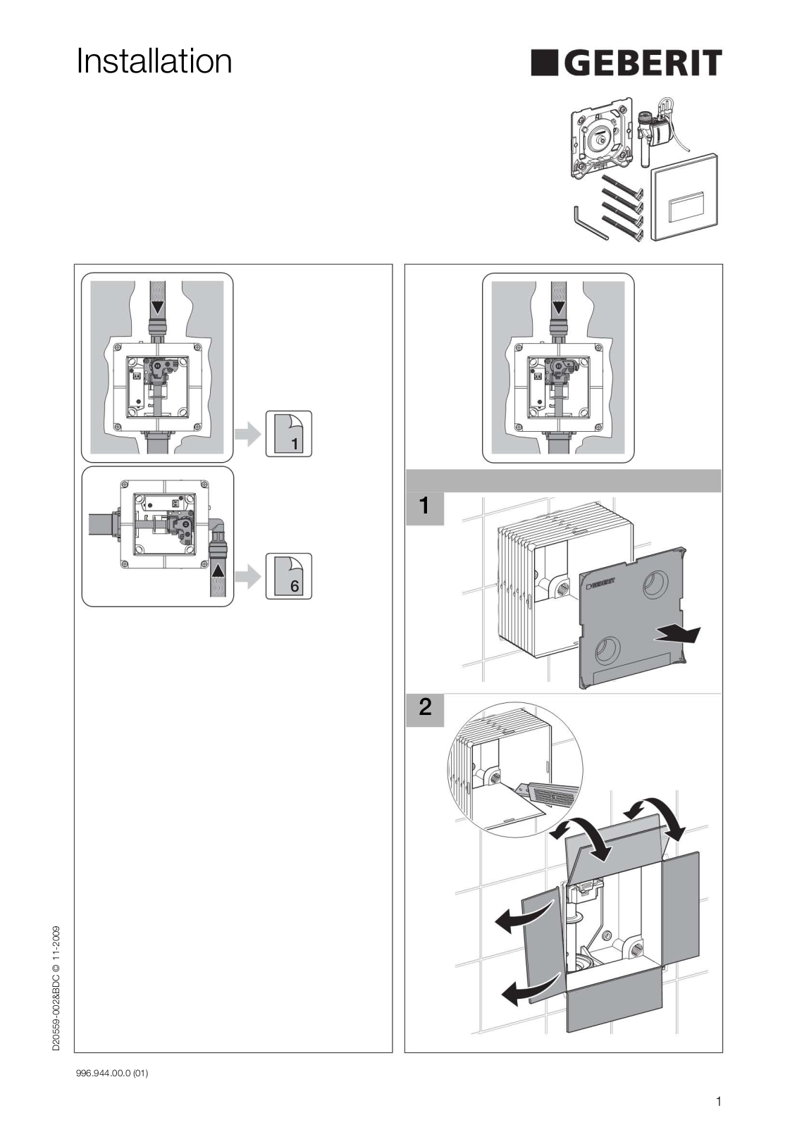 Geberit 116.011.11.5, 116.011.21.5, 116.011.46.5 Installation