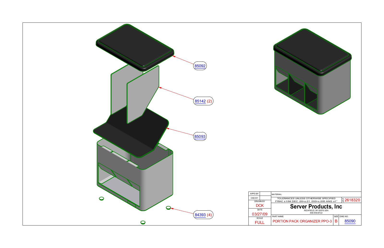 Server 85090 PARTS LIST