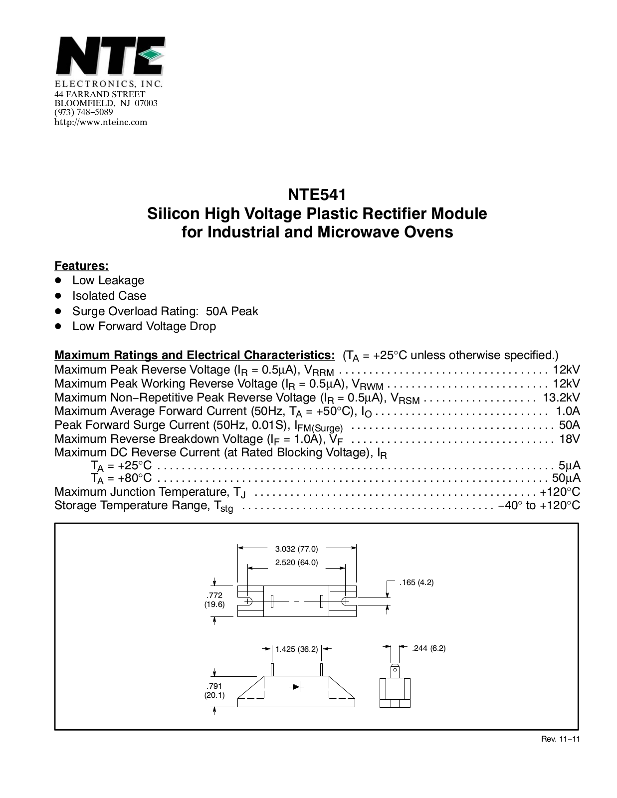 Datasheet NTE541 Specification - ManualMachine.com