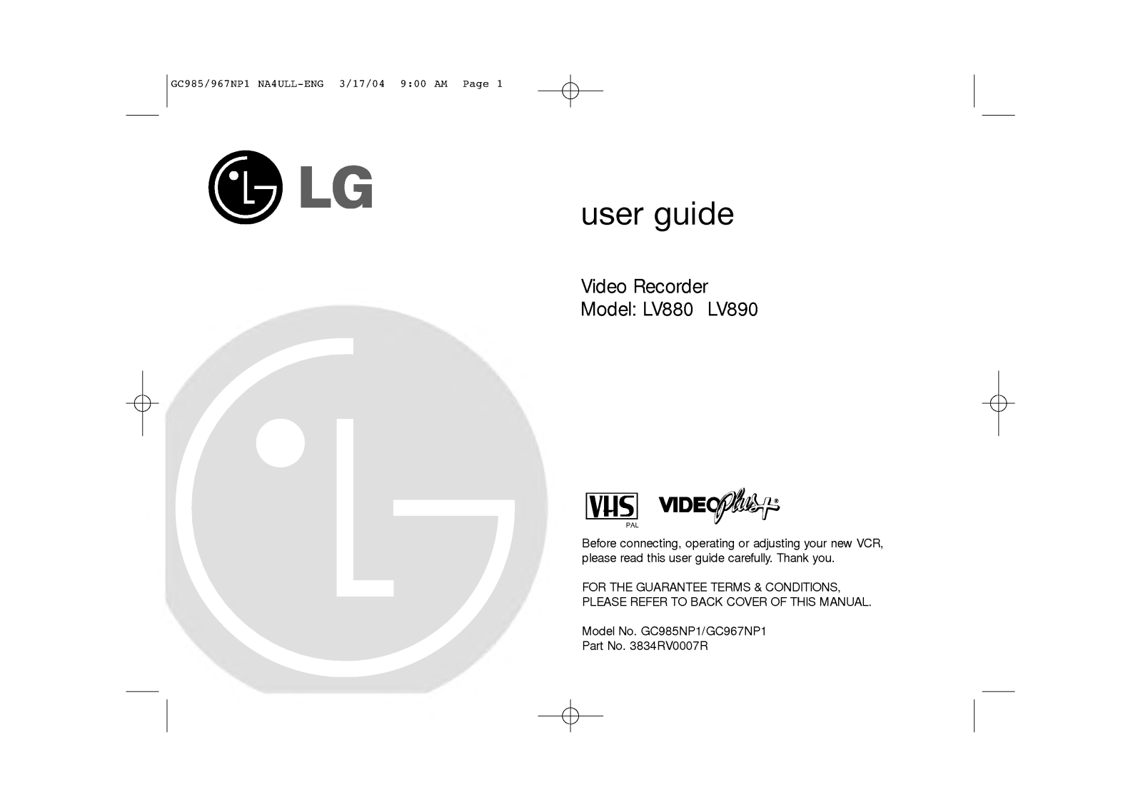 LG LV890 User Manual