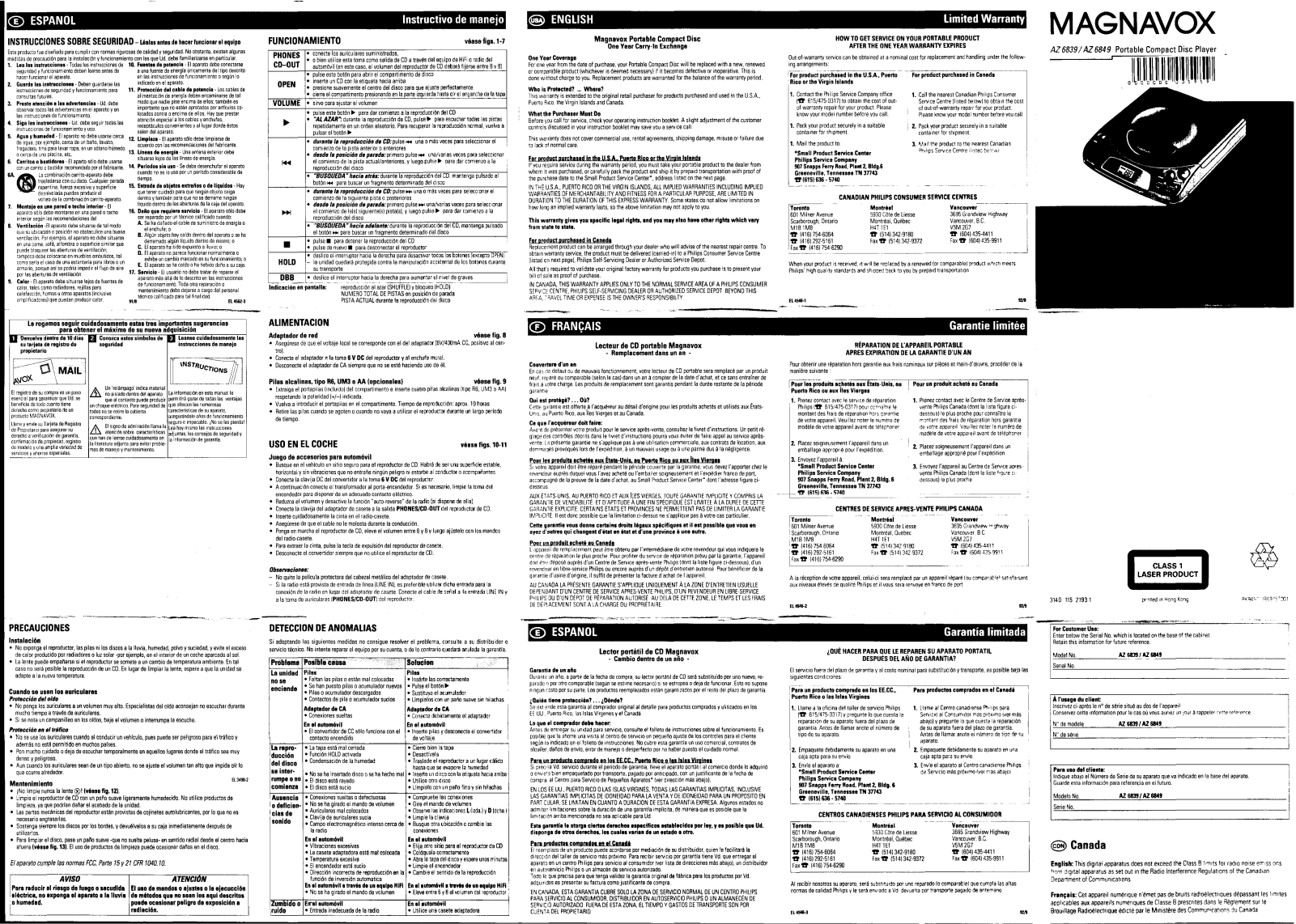 Philips AZ6849/17, AZ6839/17 User Manual