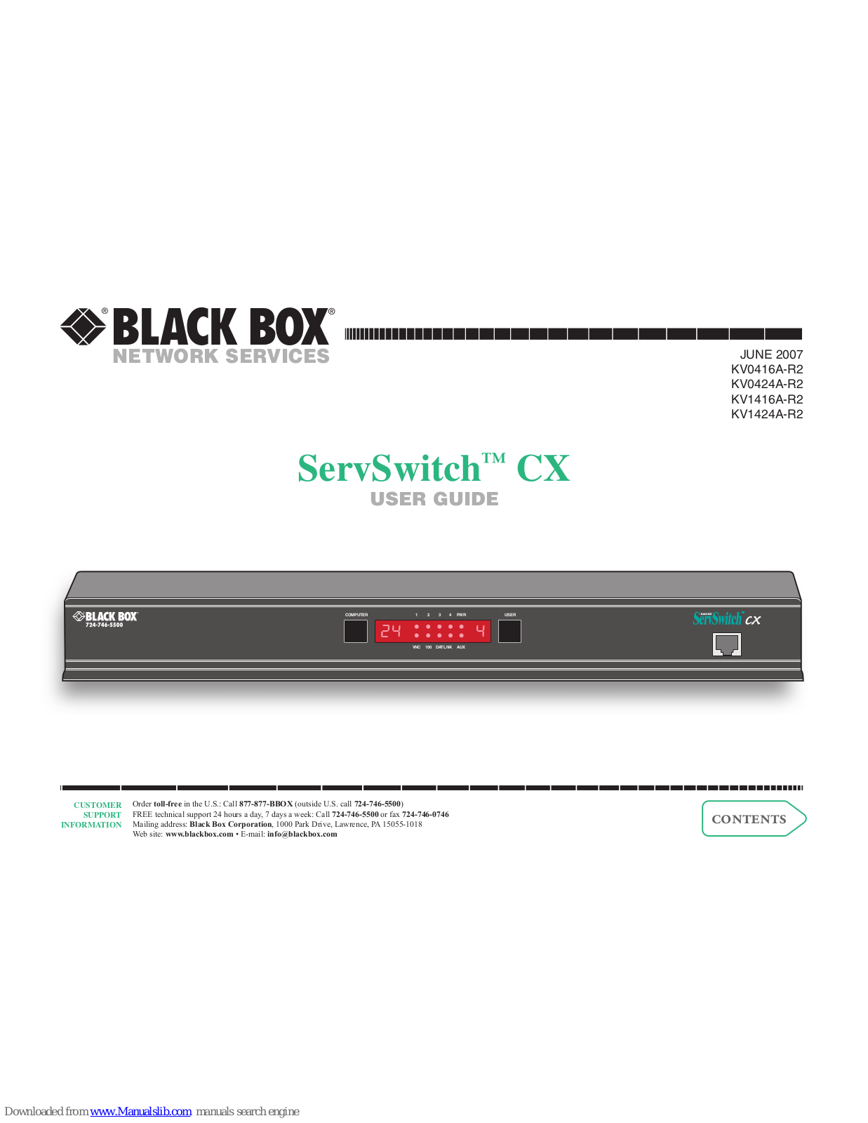 Black Box KV1416A-R2, KV0416A, KV1416A, KV1424A, KV0424A User Manual