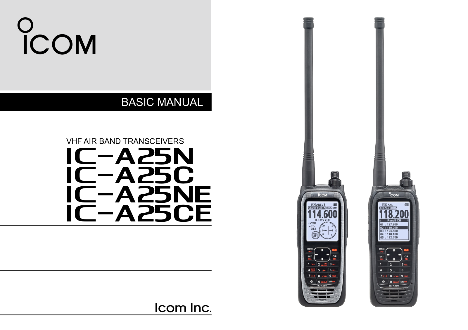 Icom IC-A25N, IC-A25C, IC-A25NE, IC-A25Ce Basic Manual