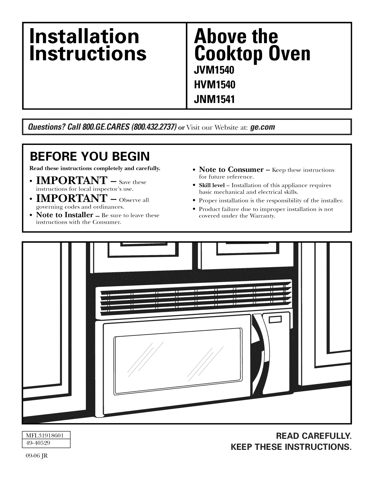 GE HVM1540DM1BB, HVM1540DM1WW, HVM1540DM2BB, HVM1540DM2WW, JNM1541DM1BB Installation Guide - ManualMachine.com