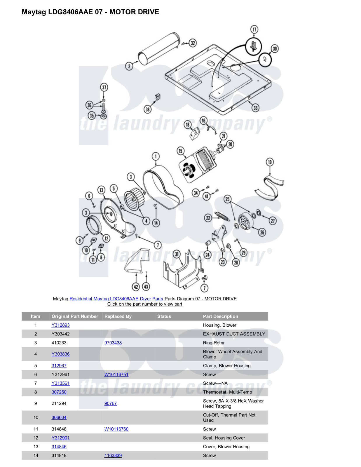 Maytag LDG8406AAE Parts Diagram