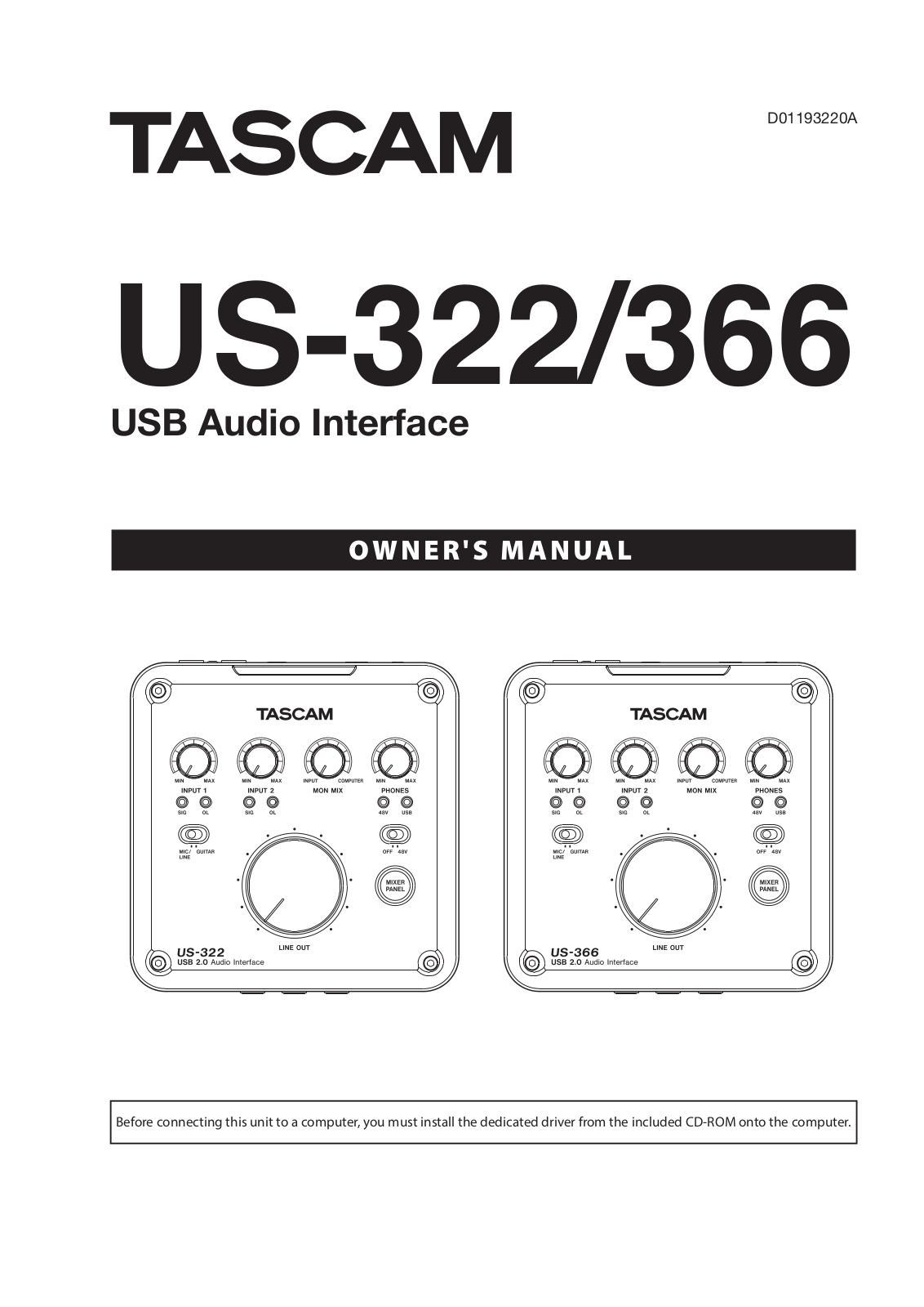 Teac US-322 User Manual