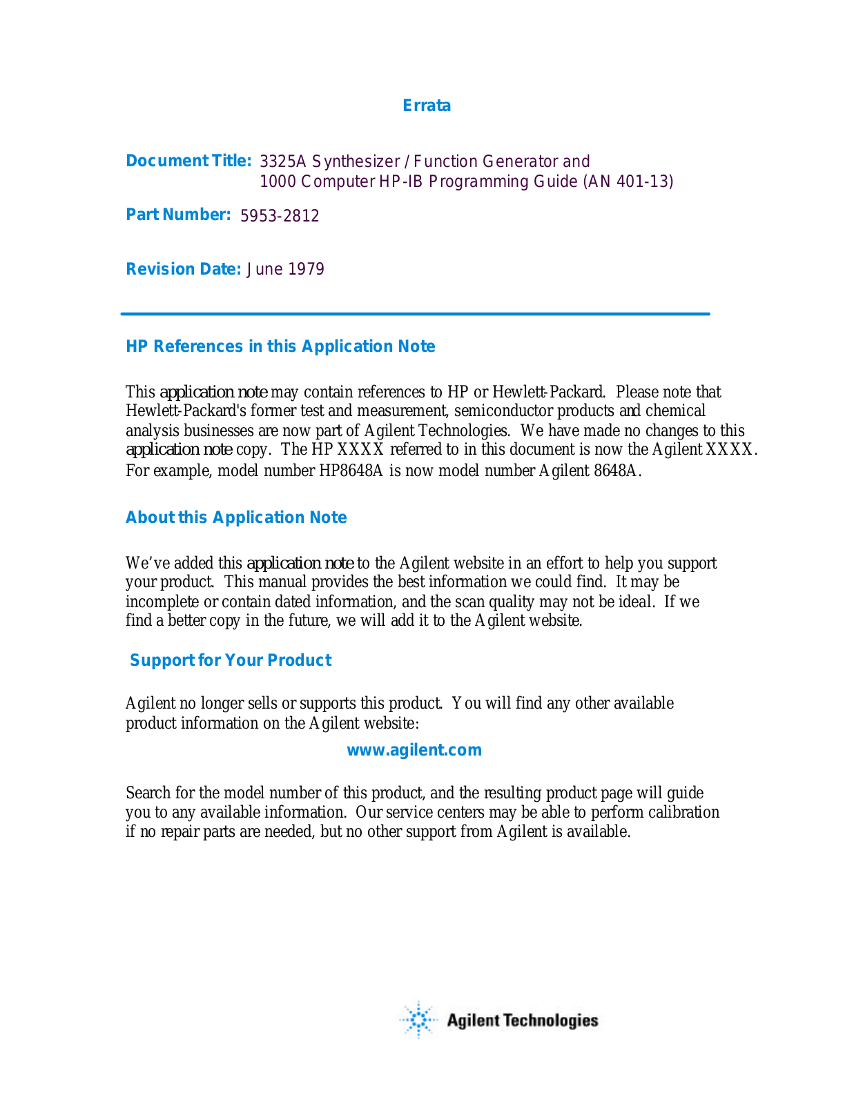 HP 3325A User Manual