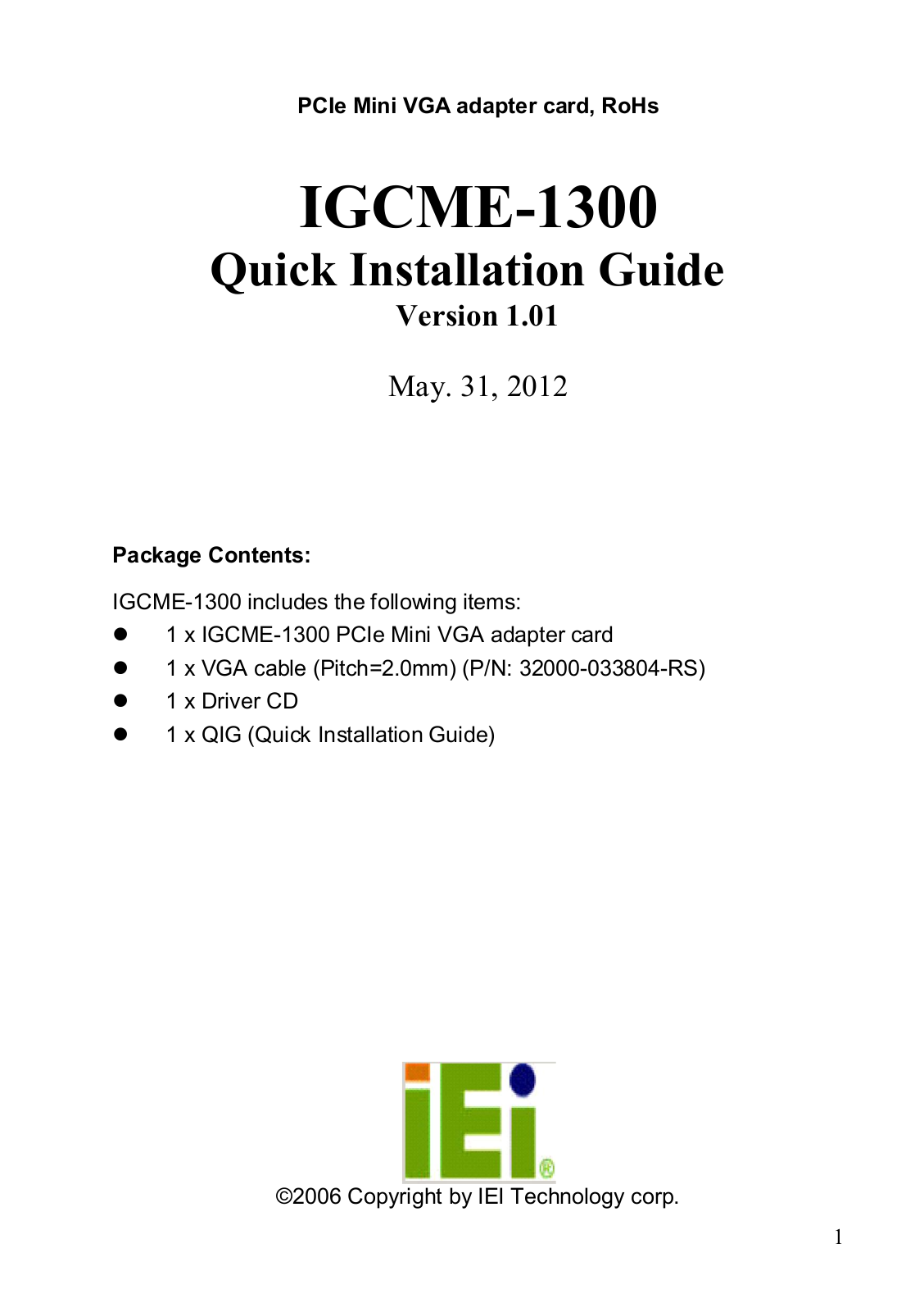 IEI Integration IGCME-1300 User Manual