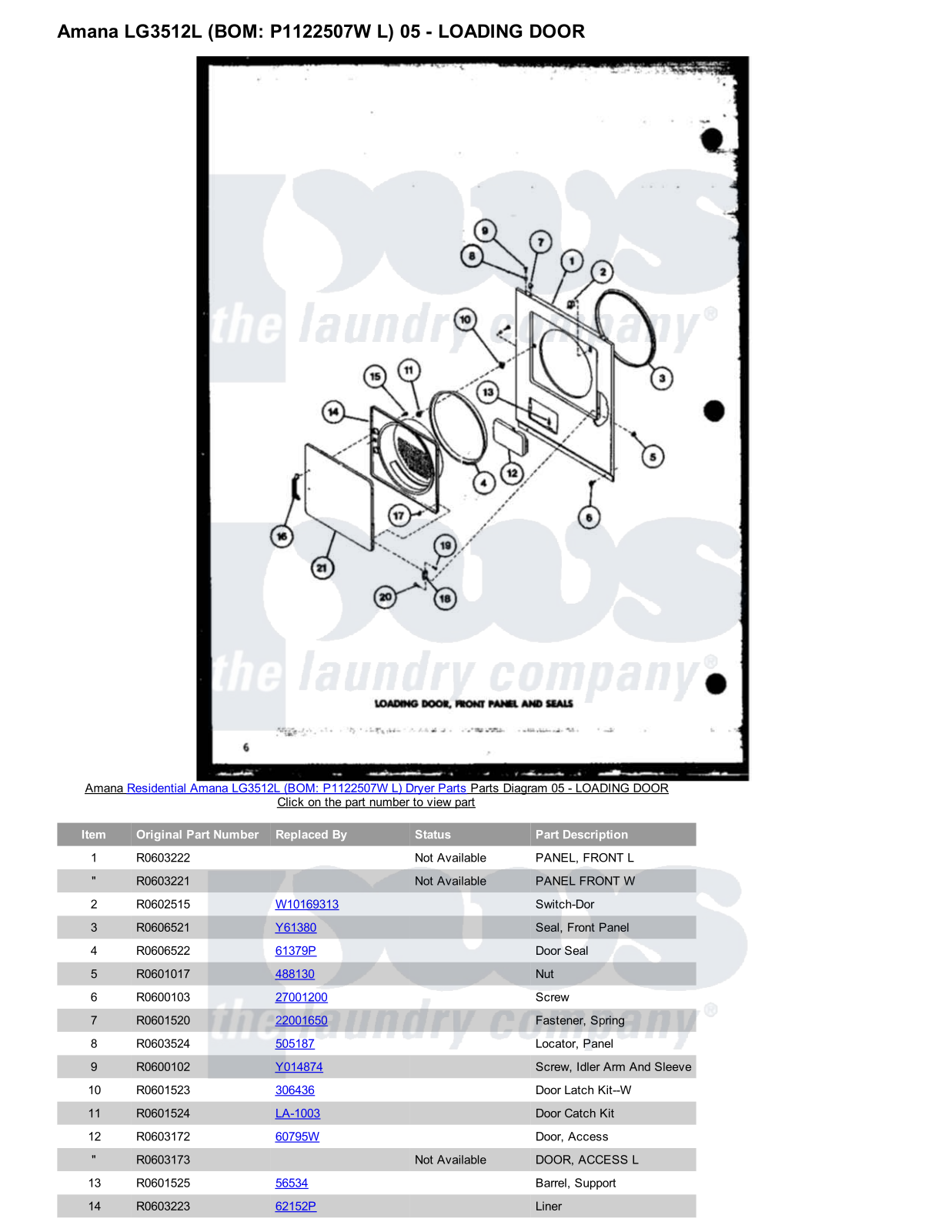 Amana LG3512L Parts Diagram