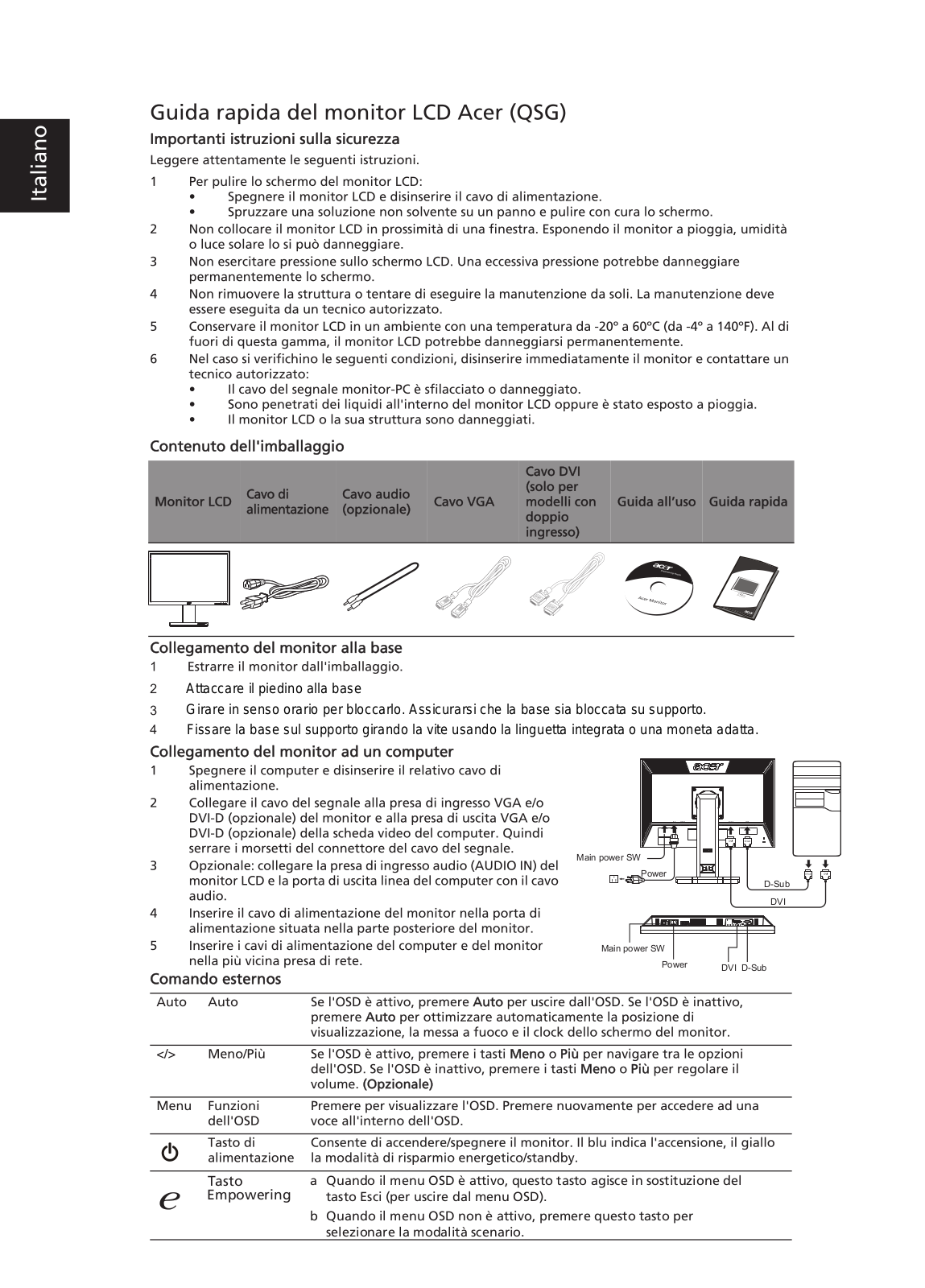 Acer B243HL, B243H QUICK START GUIDE