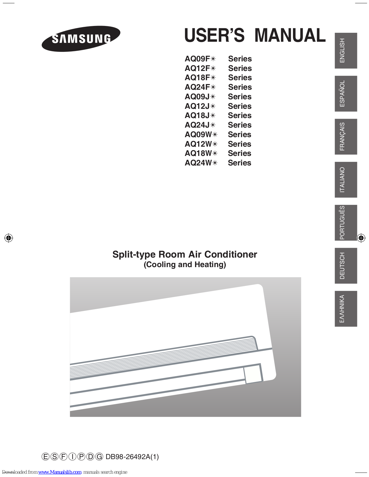 Samsung AQ09F Series, AQ18F Series, AQ24F Series, AQ12F Series, AQ09J Series User Manual