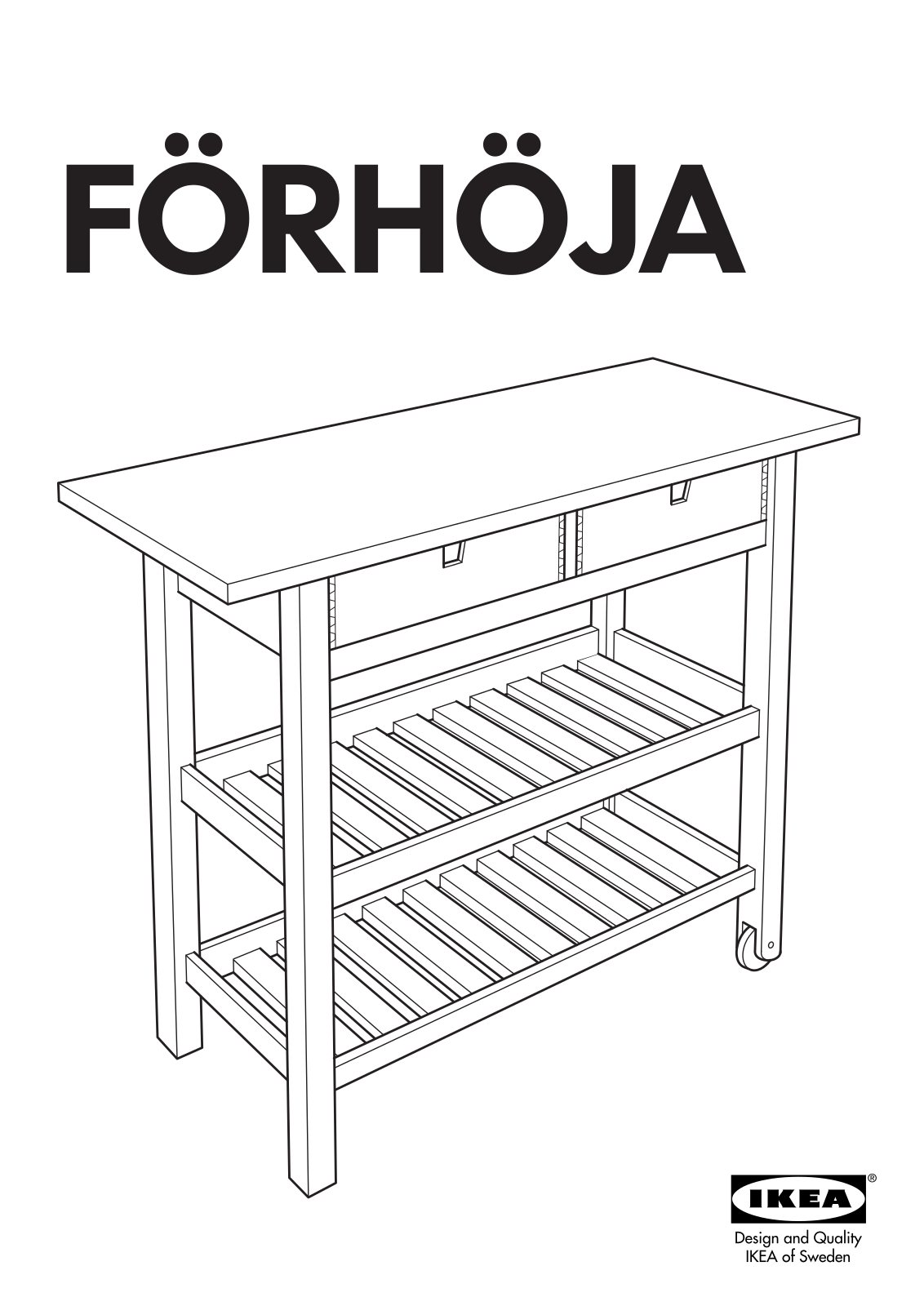 IKEA FÃRHÃJA KITCHEN CART 39 3-8X16 7-8 Assembly Instruction