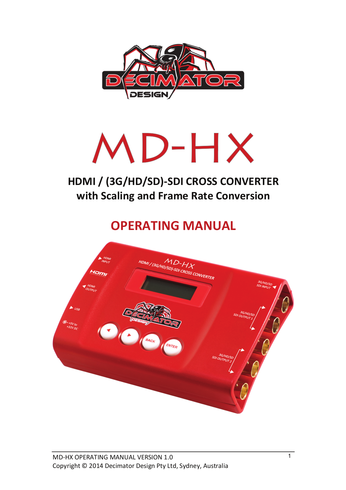 Decimator MD-HX User Manual