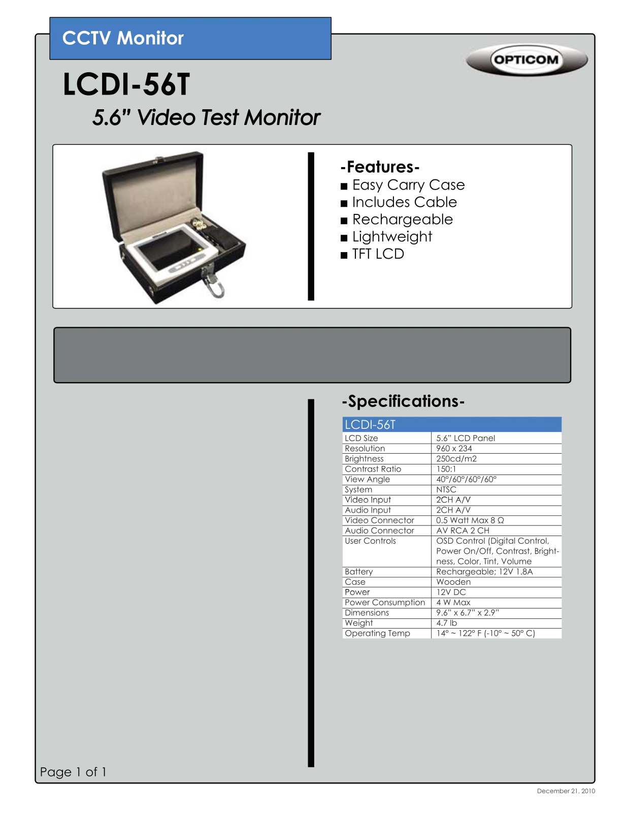 Opticom LCDI-56T DATASHEET