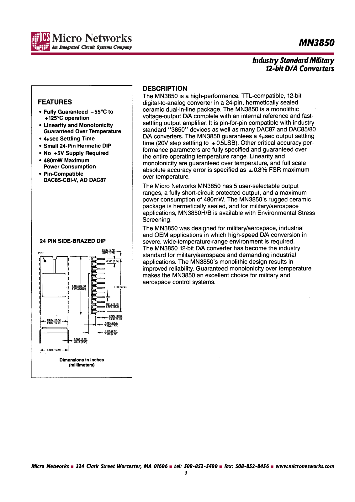 Micronetworks MN3850H-B, MN3850, MN3850H Datasheet