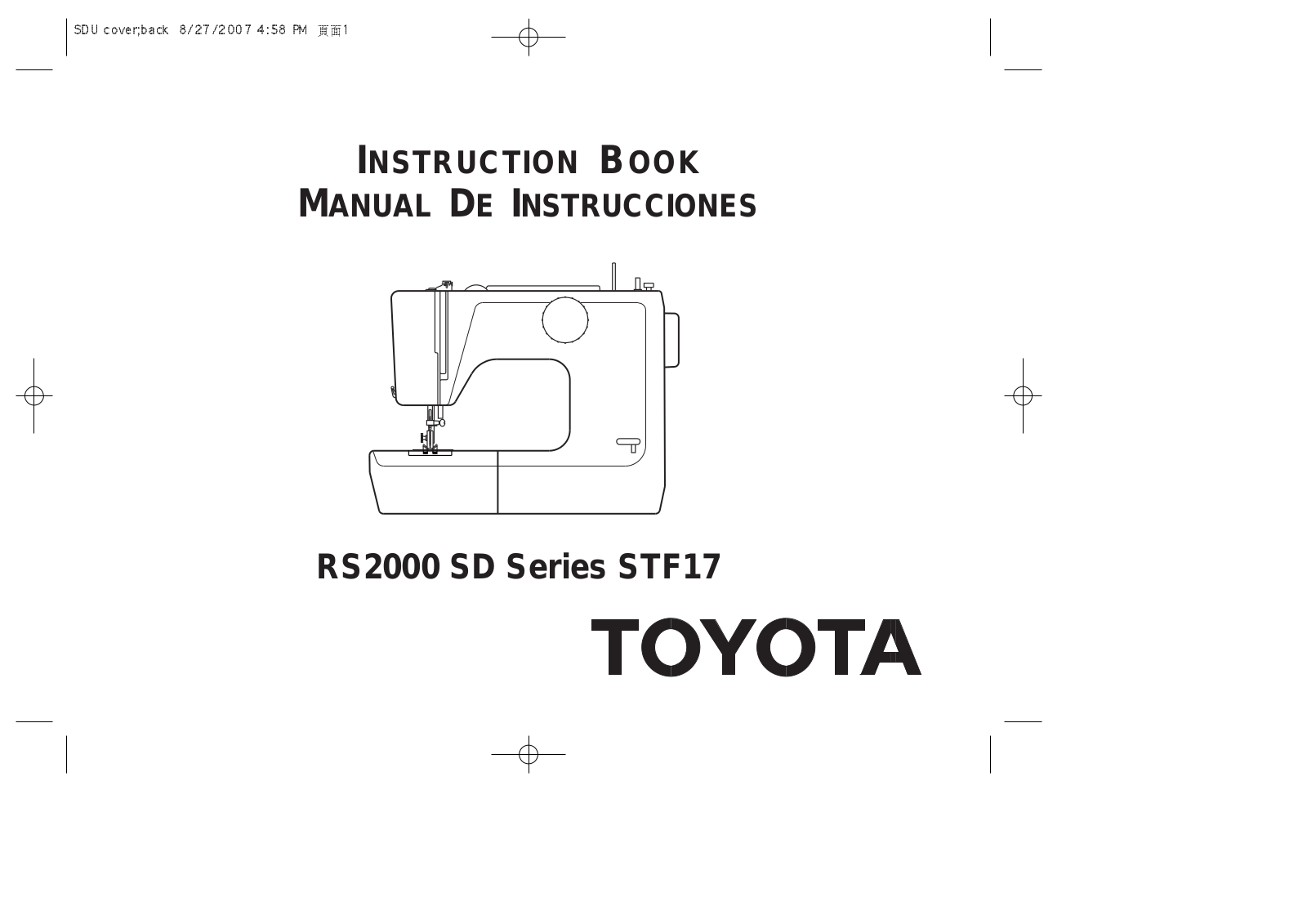 Toyota RS2000 SD Series STF17, FSB16 Instruction Book