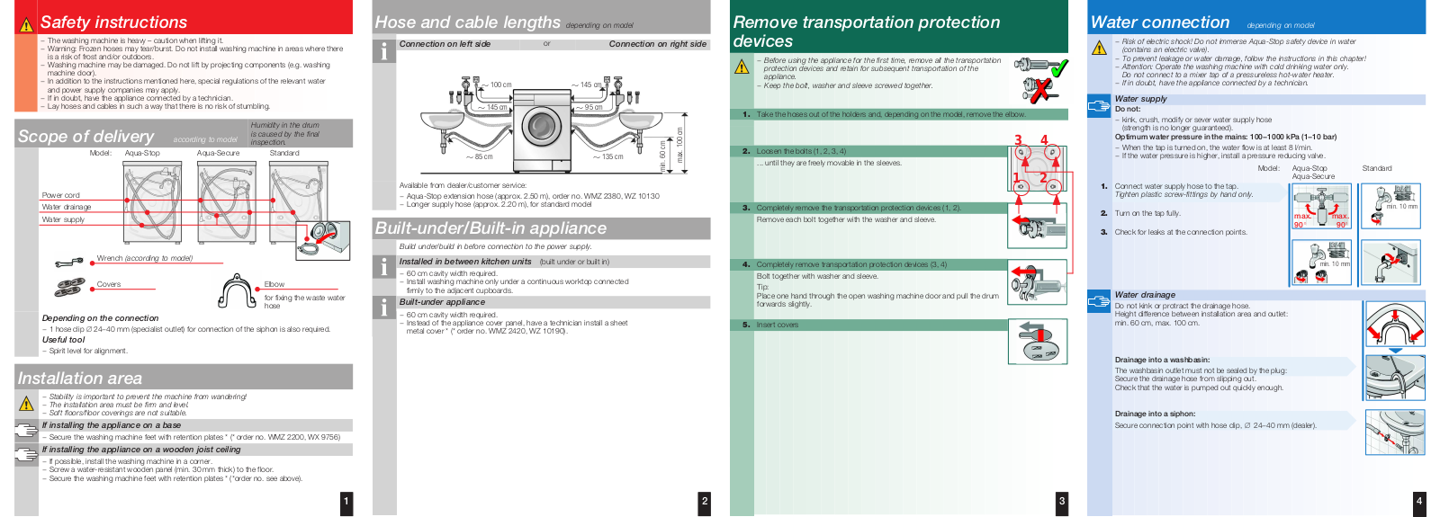 Siemens WM08E260, WM12E460 Installation Manual