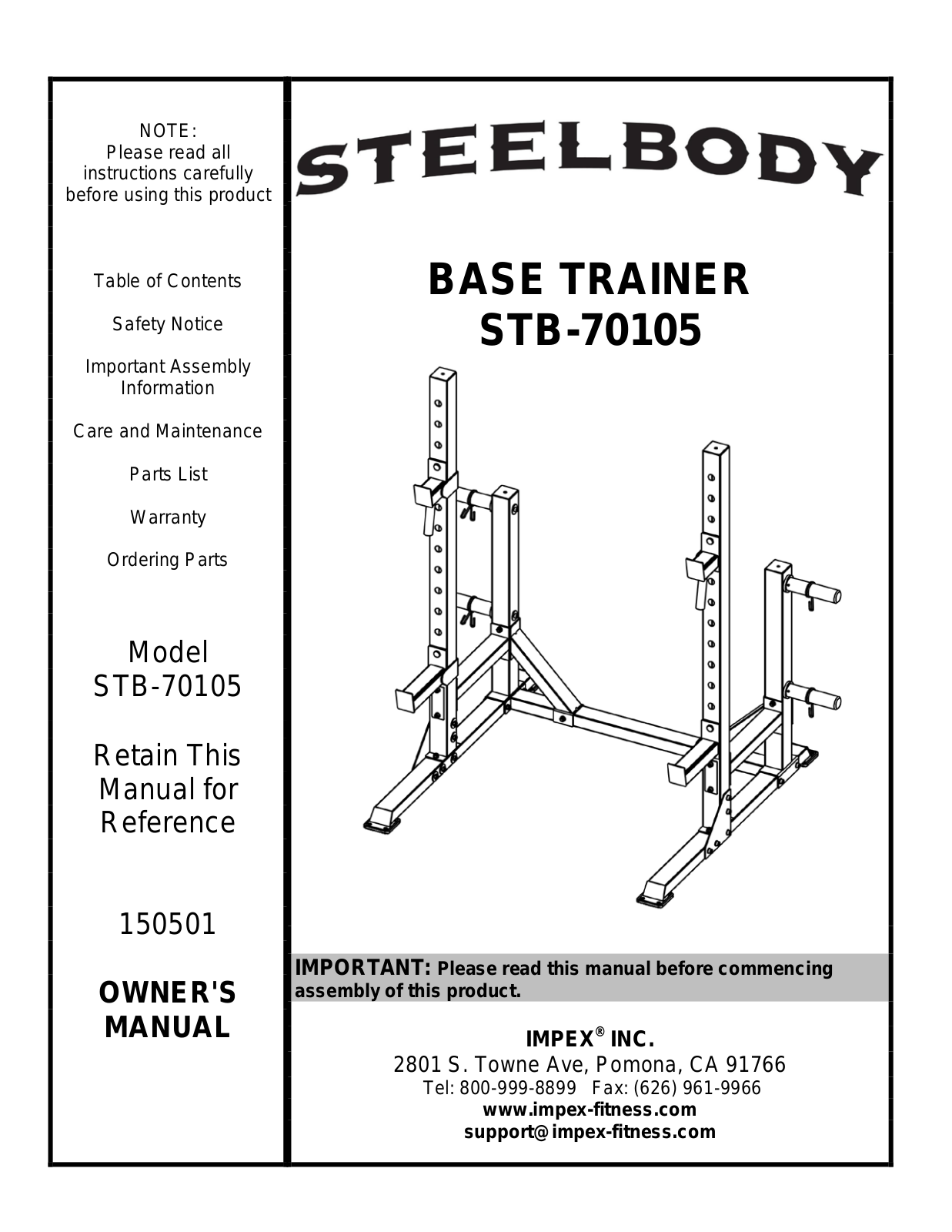 Impex STB-70105 Owner's Manual