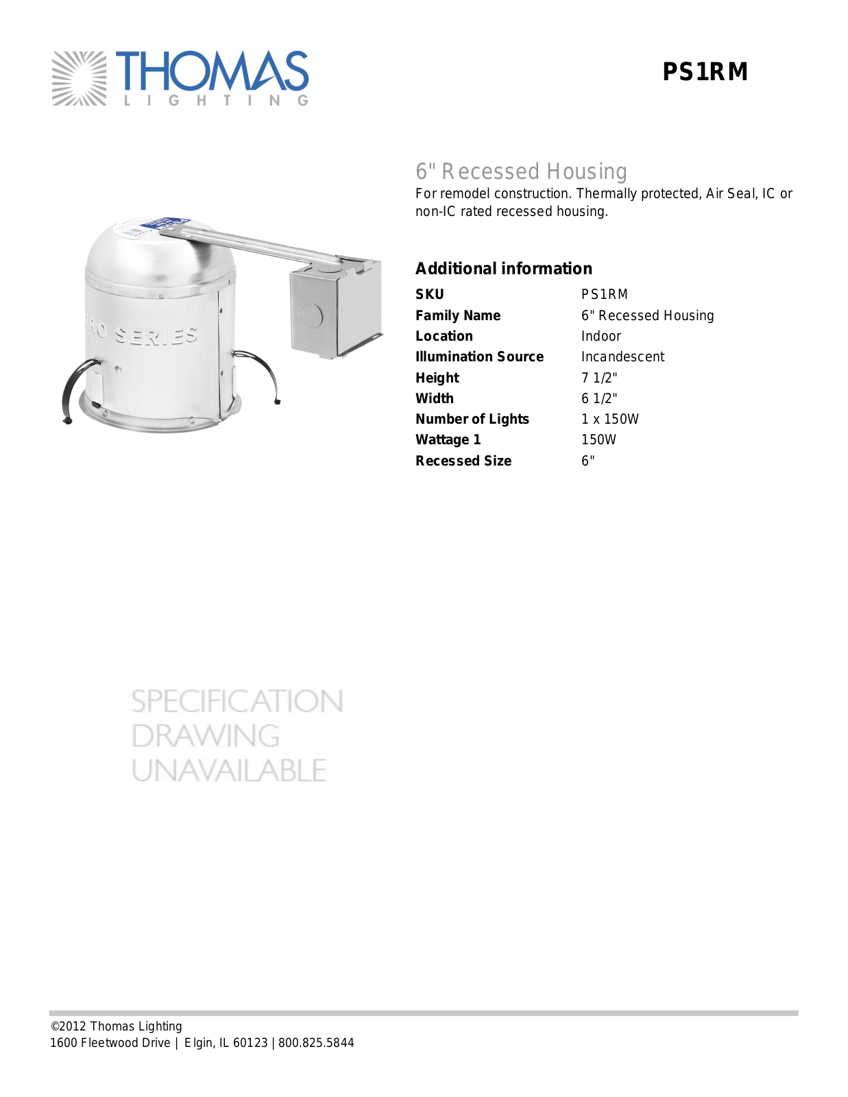 Thomas Lighting TL1982 Specifications - ManualMachine.com