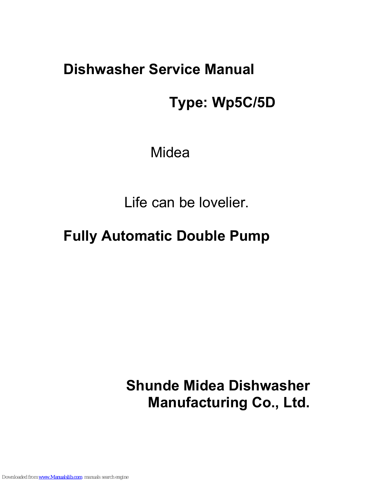 Midea Wp5C, Wp5D Service Manual