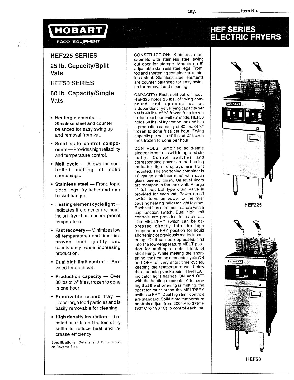 Hobart HEF225 User Manual