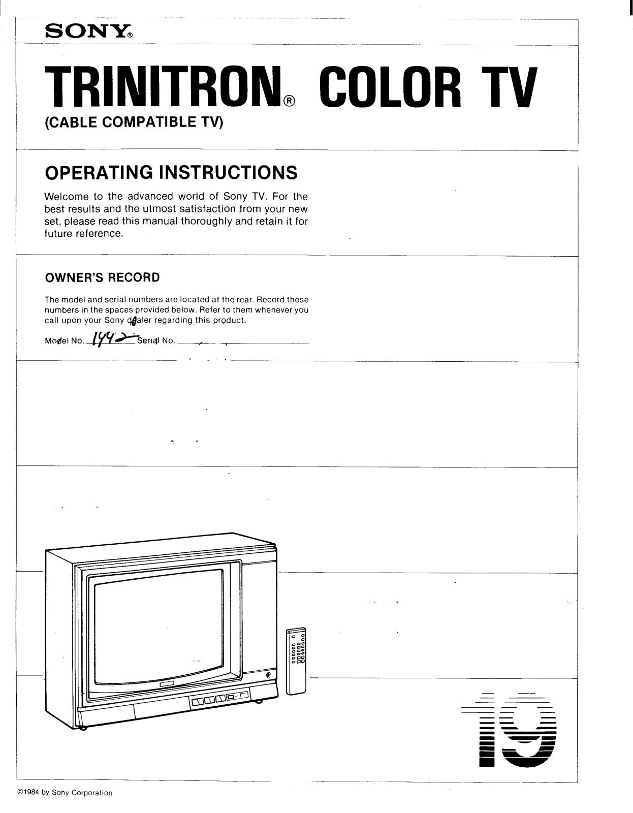 Sony KV-1992R Operating manual