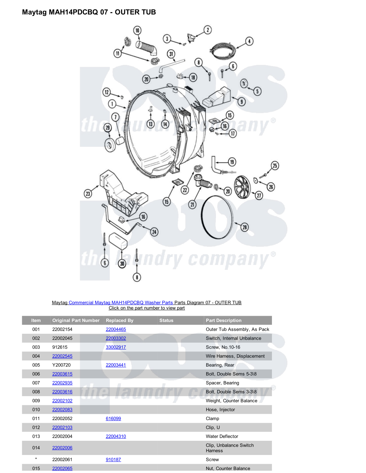 Maytag MAH14PDCBQ Parts Diagram