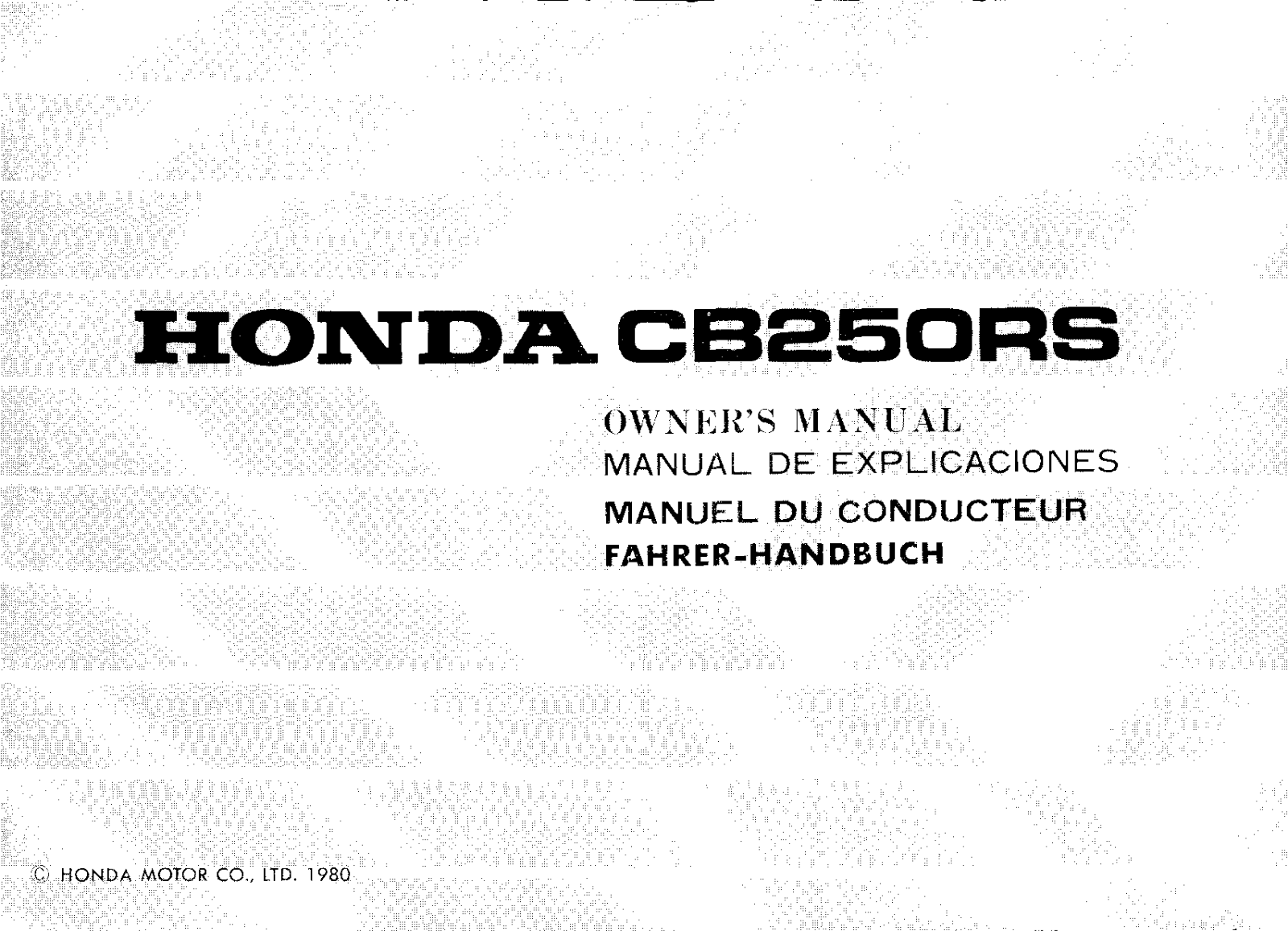 Honda CB250RS 1980 Owner's Manual