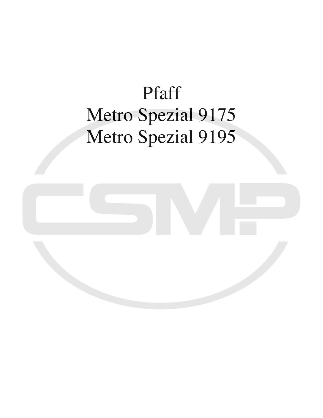 Metro Spezial 9175, 9195 Parts Book