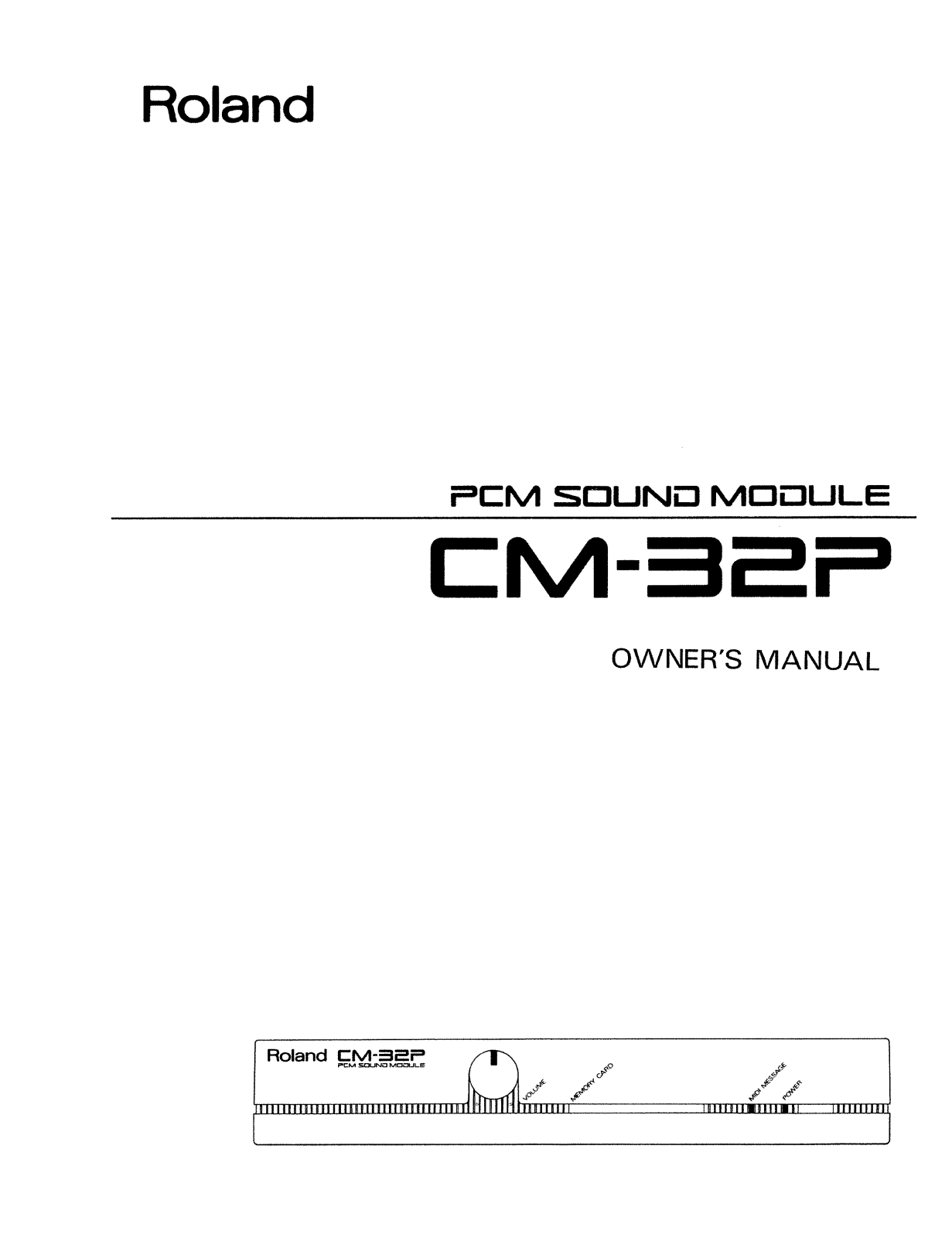 Roland Corporation CM-32P Owner's Manual