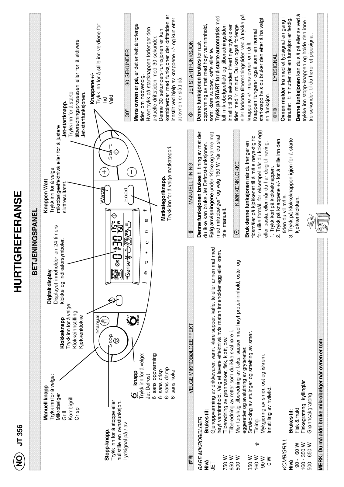 Whirlpool JT 356 alu, JT 355/Alu, JT 356 black Quick reference guide