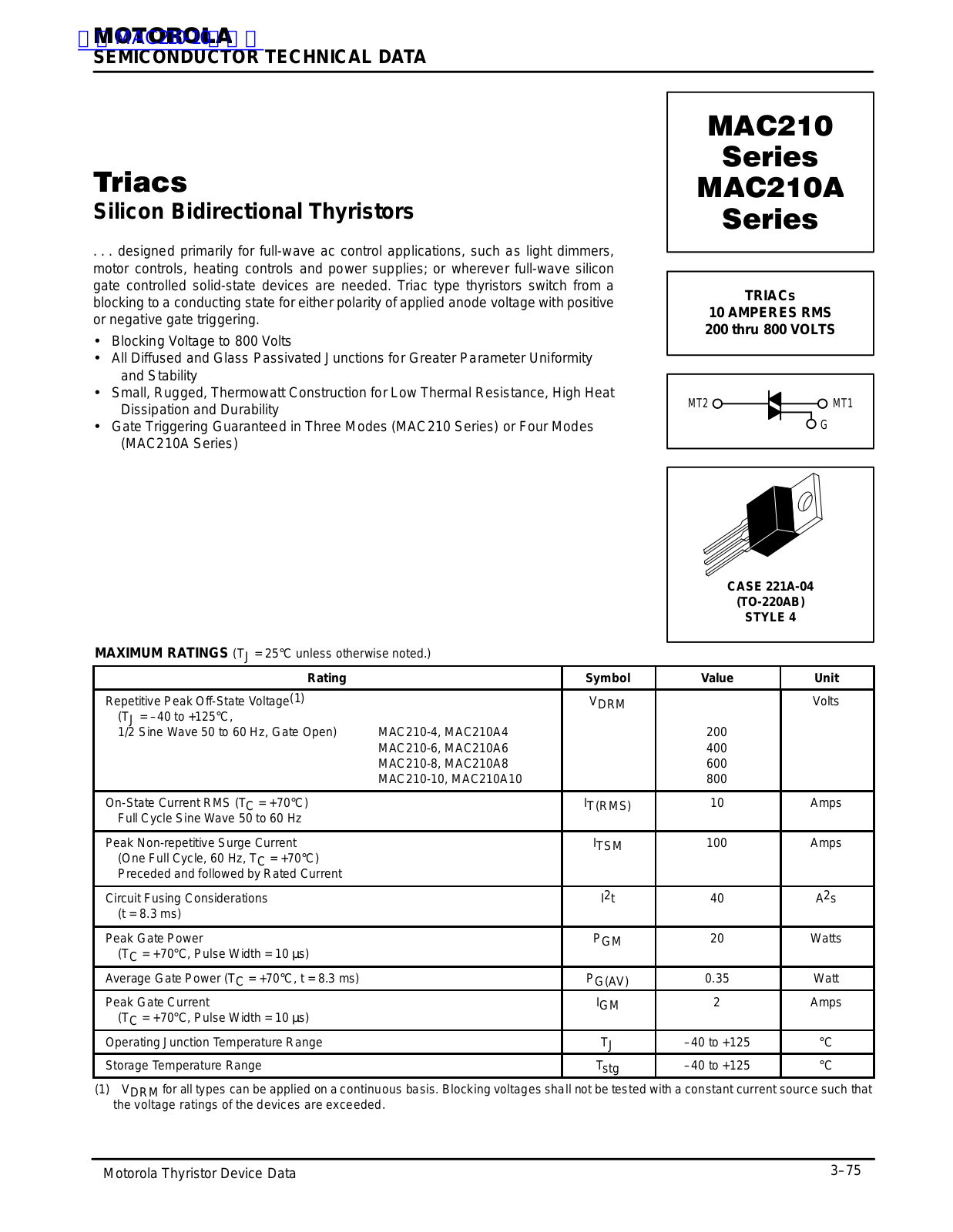 MOTOROLA MAC210 User Manual