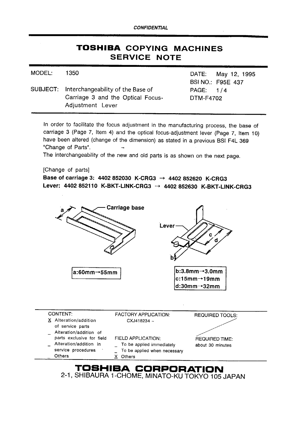 Toshiba f95e437 Service Note