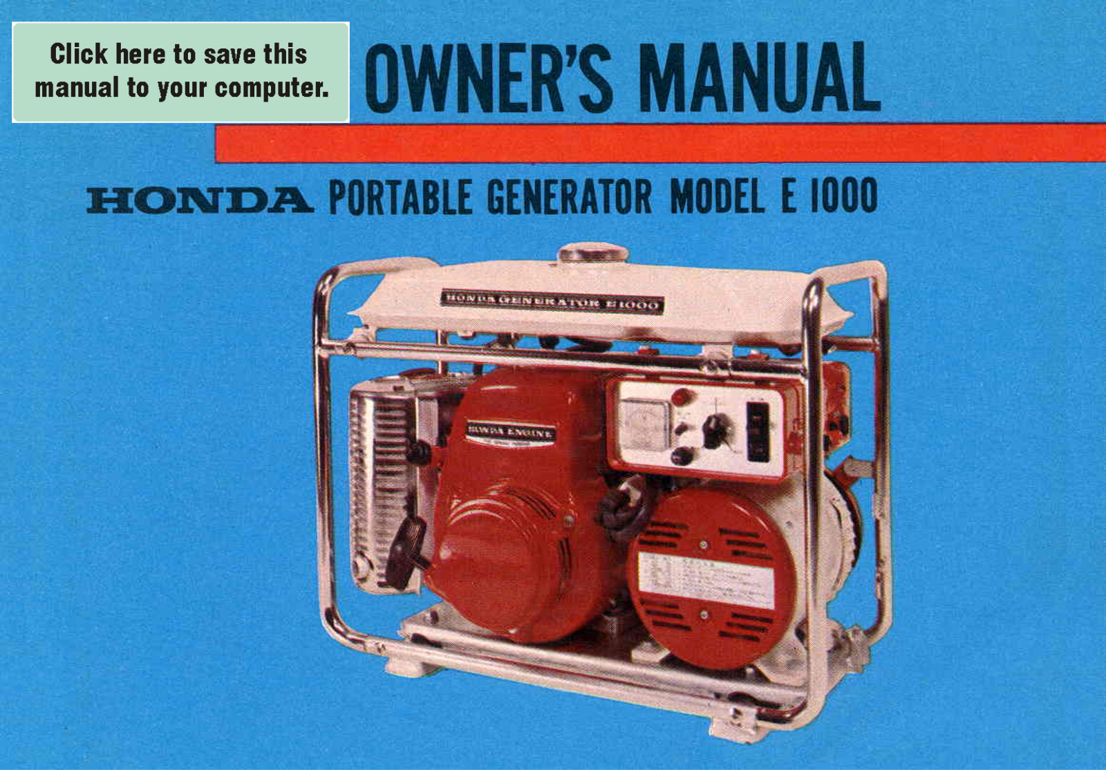 Honda Power Equipment E1000 User Manual