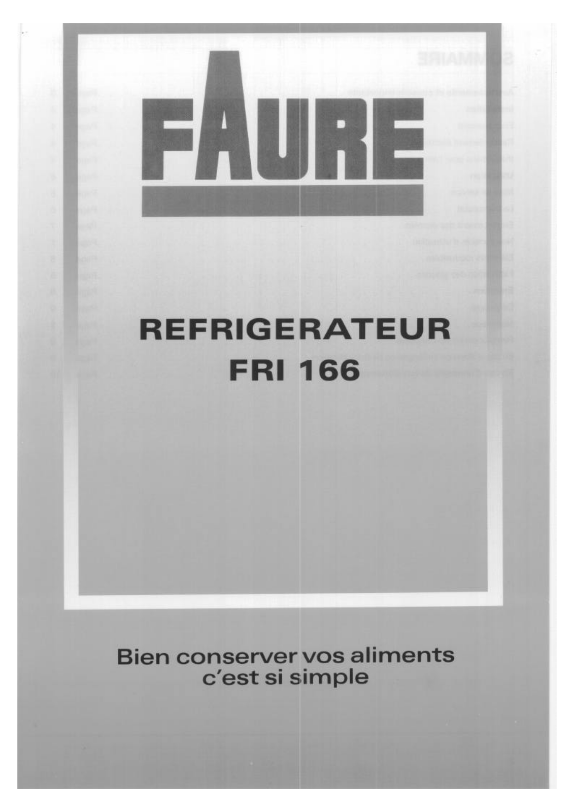 Faure FRI166W User Manual