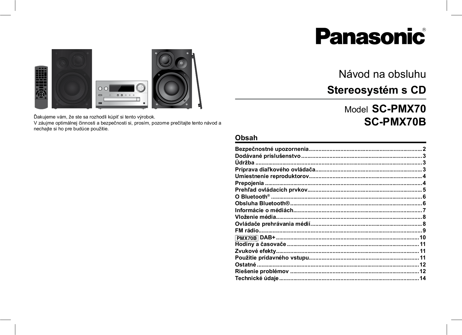 Panasonic SC-PMX70, SC-PMX70B User Manual